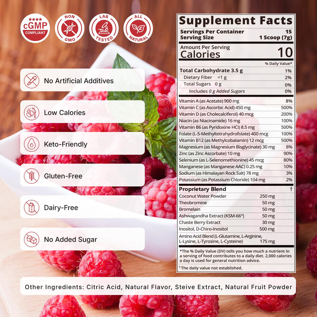 Veltracha Hormone Balance for Women, Myo & D-Chiro Inositol Powder with Folate & Amino Acid & Ashwagandha - Ovarian Support, Mood Regulation & PMS Relief, Raspberry Lemon, 15 Servings Veltracha Au supplements