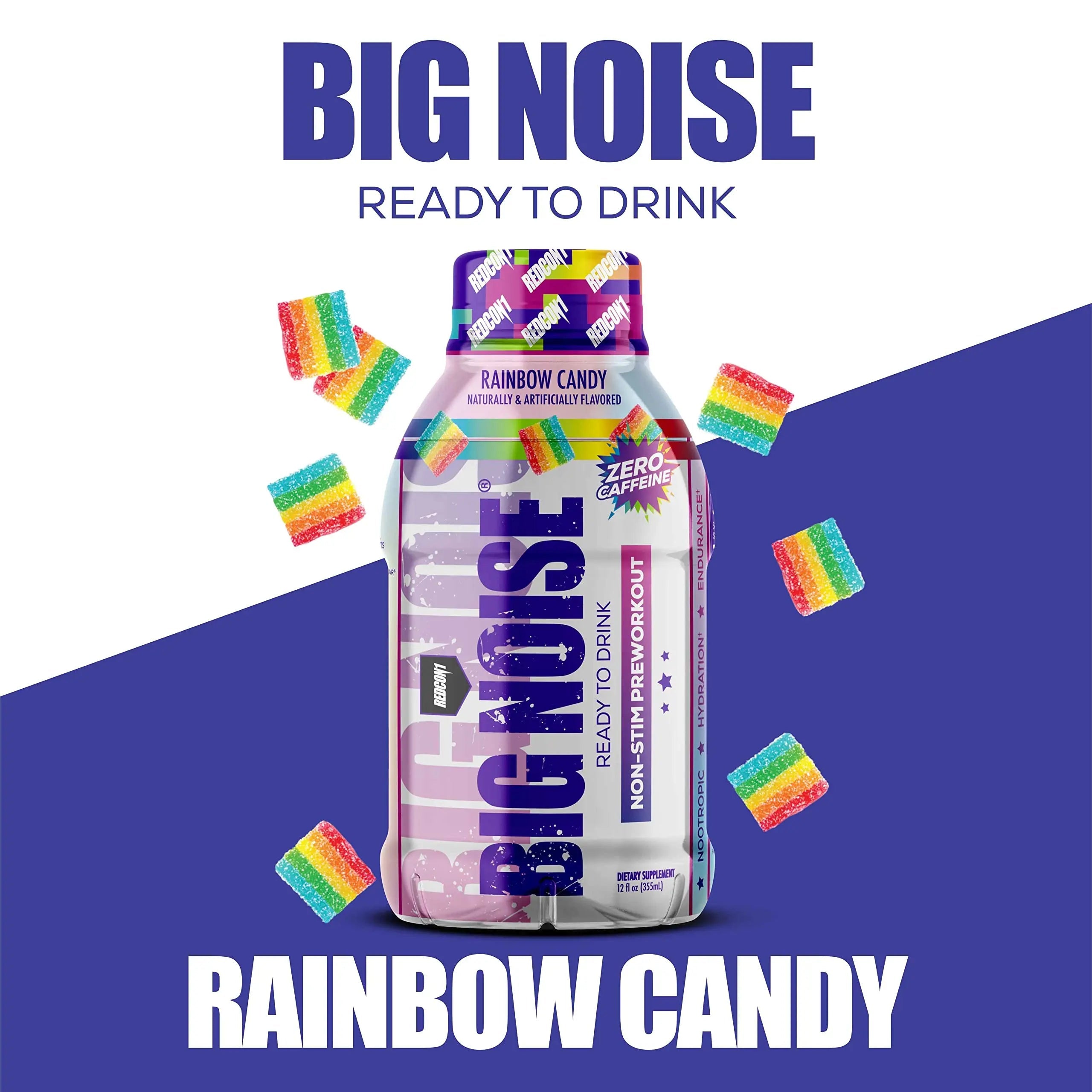 REDCON1 Big Noise RTD Pre Workout Drink, Rainbow Candy - Caffeine-Free Ready-to-Drink REDCON1 Au supplements