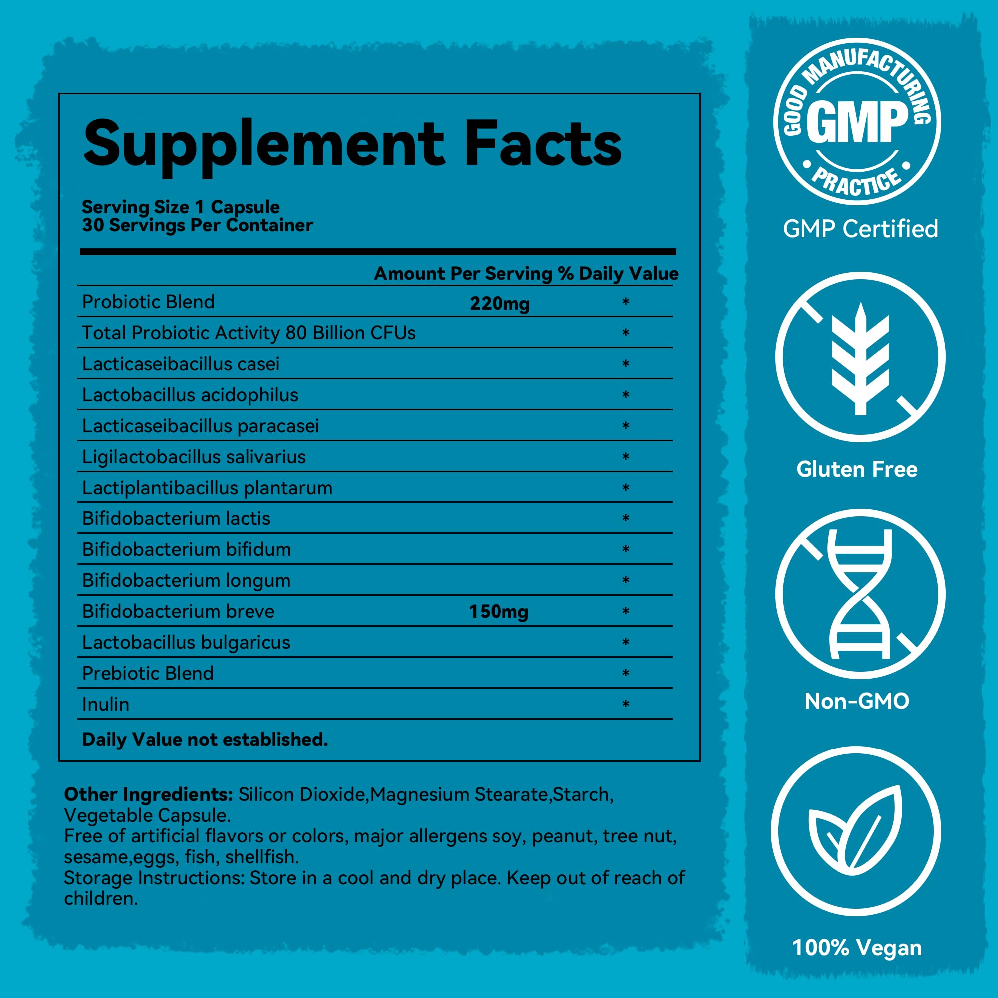 Teelne Probiotics 80 Billion CFU - 10 strains, Prebiotic+ Probiotics Support Digestive & Gut Health, Bloating & Constipation Relief, 30 Capsules (30-Day Supply) Teelne Au supplements
