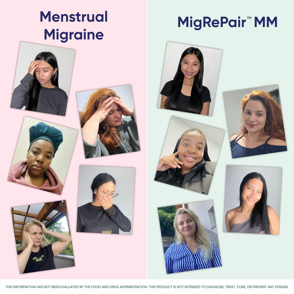 MigRePair MM Bottle of 60 - Doctor Formulated Natural Herbal Migraine Supplement for Women, Menstrual Migraine Relief, Hormonal Migraine Support with Feverfew, White Willow Bark Pine Bark & Grape Seed Migraceutics Au supplements