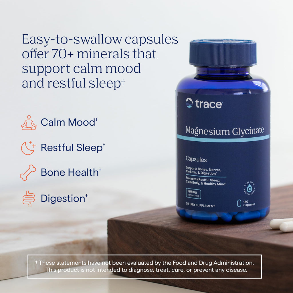 Trace Minerals Magnesium Glycinate - Gentle Magnesium Glycinate Supplement for Healthy Sleep & Relaxation Support - Healthy Mind & Energy