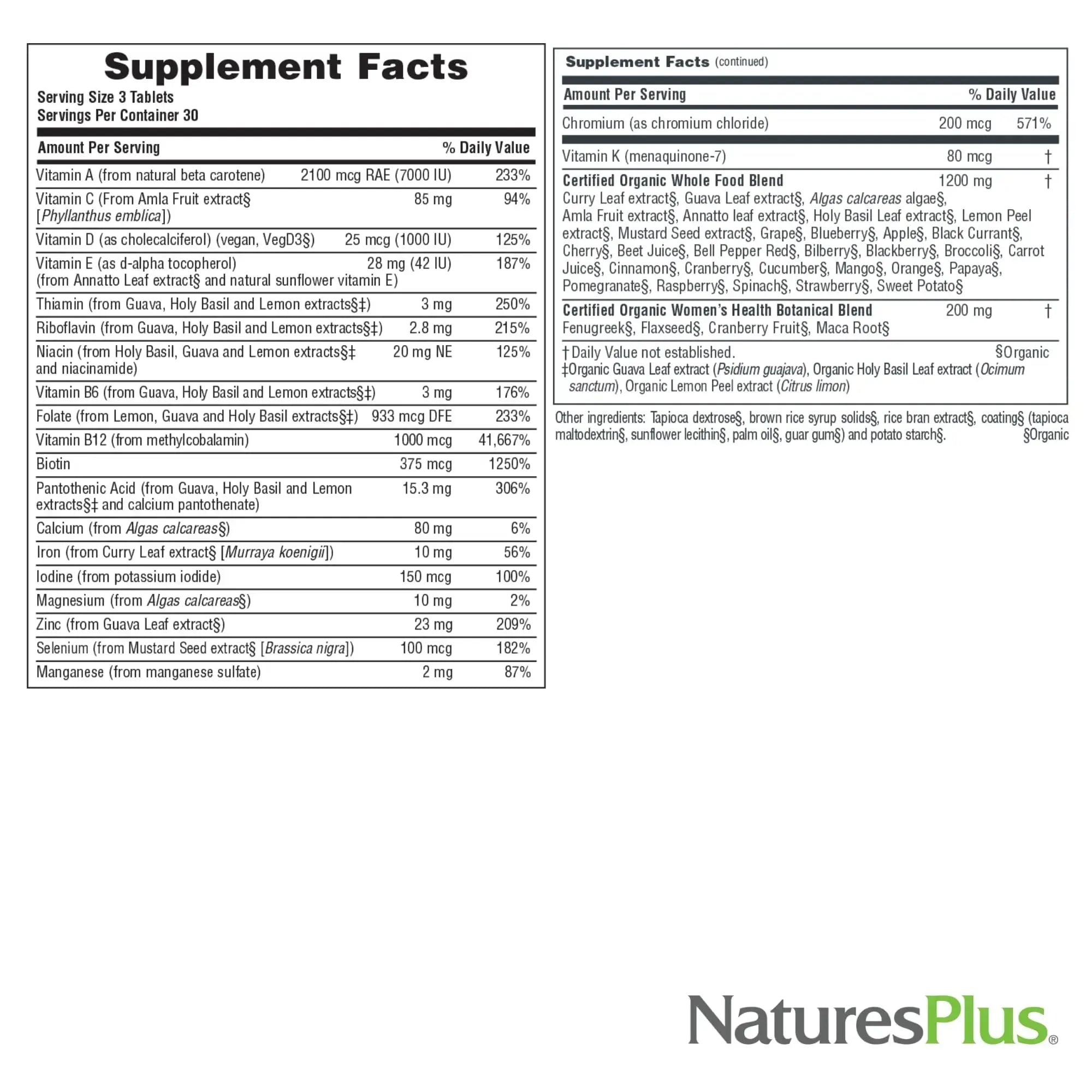 NaturesPlus Source of Life Garden Women’s Multivitamin - 90 Tablets - Supports Energy & Healthy Immune System Nature's Plus Au supplements