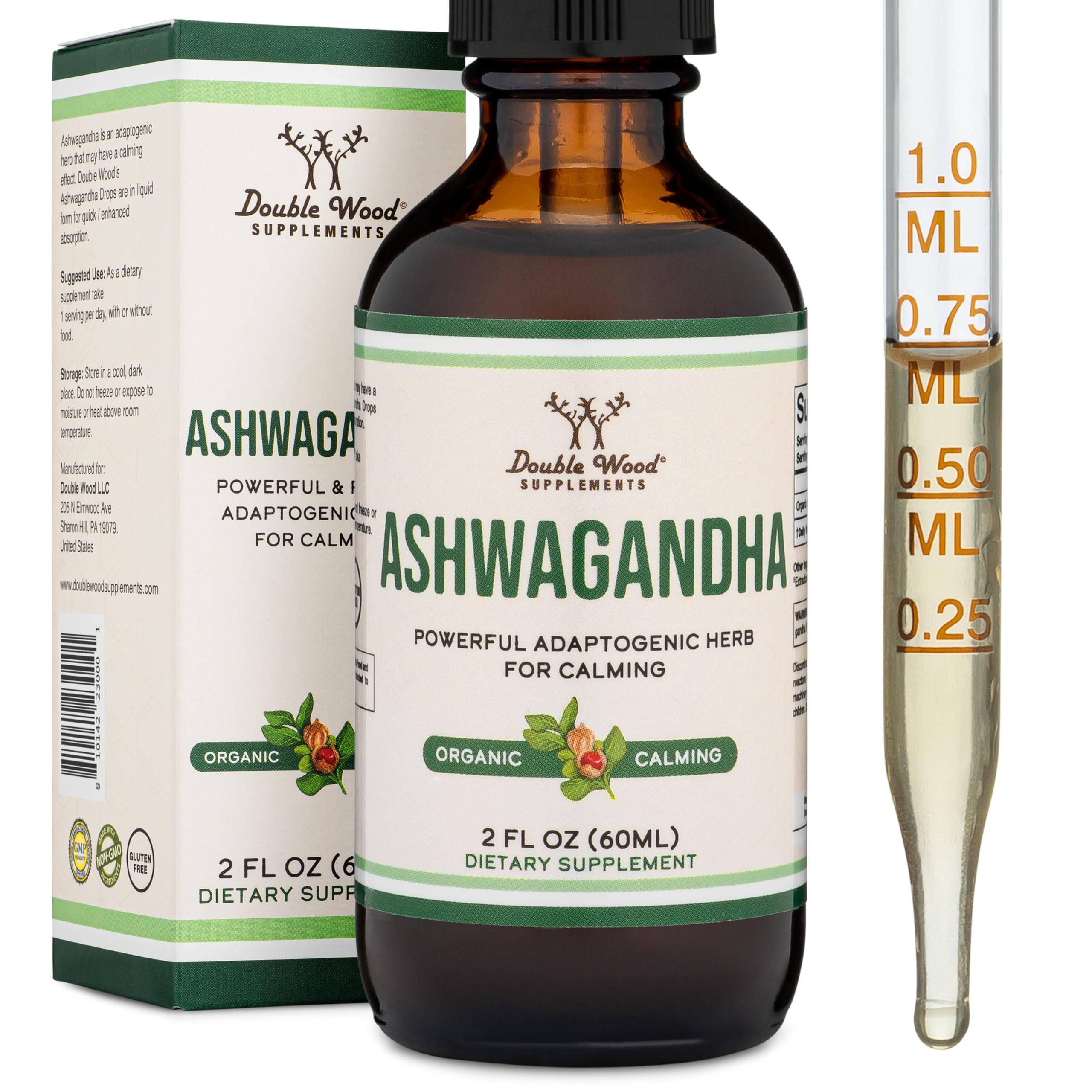 Ashwagandha Organic Drops for Stress Relief (1,200mg, 60 Servings) Ashwagandha Tincture for Adrenal Support and Cortisol Manager