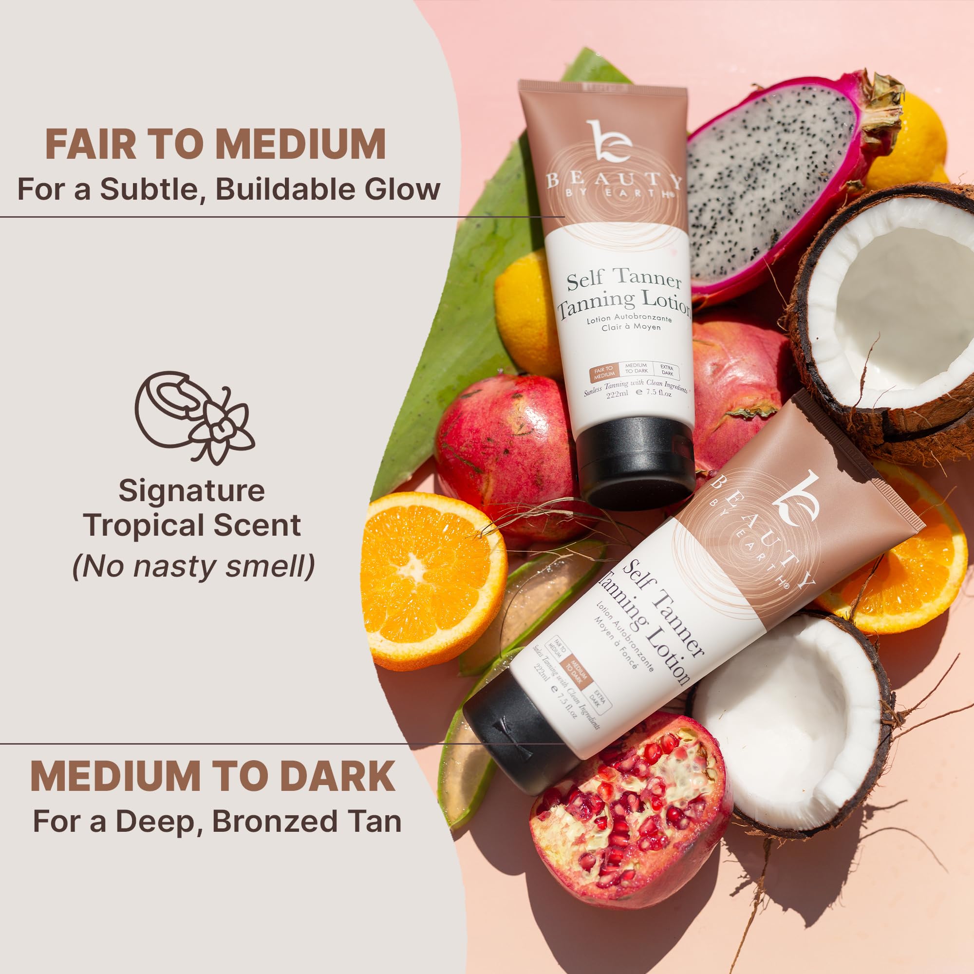 Beauty by Earth Self Tanner - USA Made with Natural & Organic Ingredients, Moisturizing Self Tanning Lotion