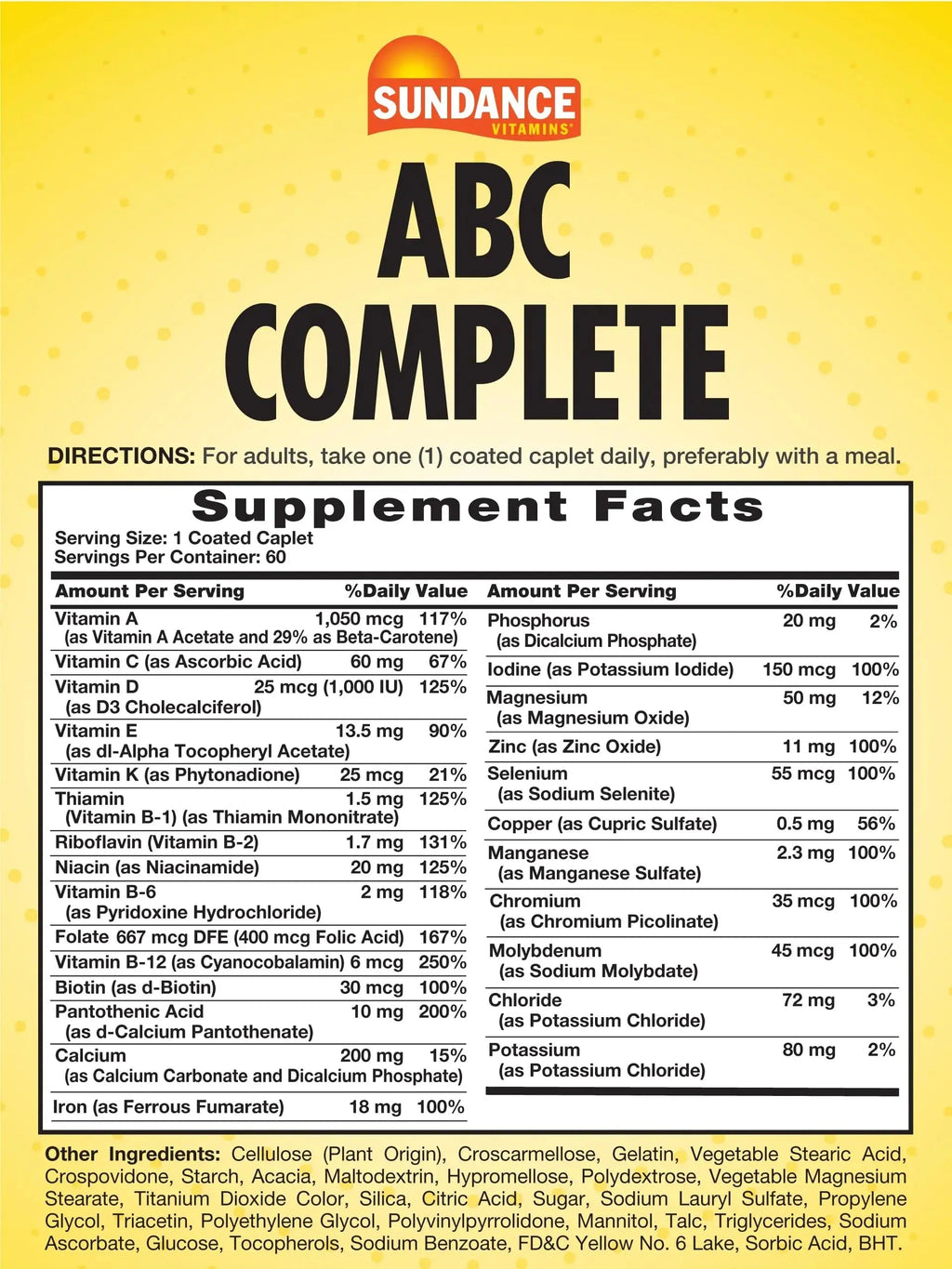 Sundance Multivitamin for Women & Men | with Iron | Mineral Formula ABC Complete | Non-GMO and Gluten Free Supplement Sundance Au supplements