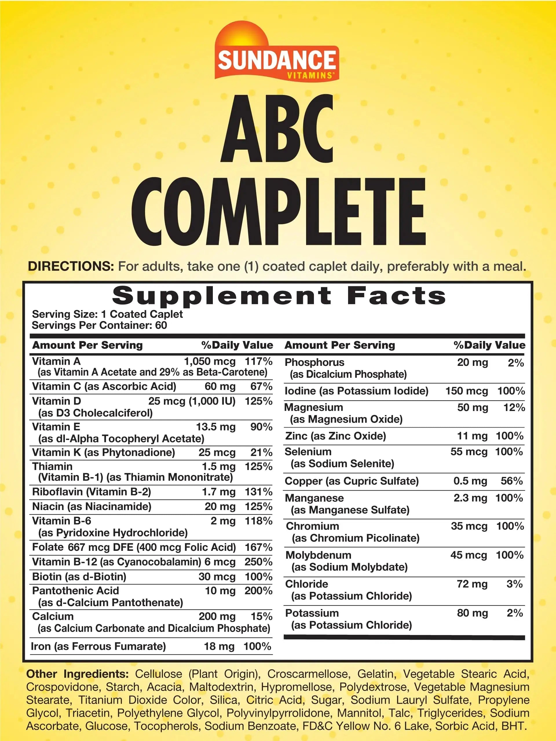 Sundance Multivitamin for Women & Men | with Iron | Mineral Formula ABC Complete | Non-GMO and Gluten Free Supplement Sundance Au supplements