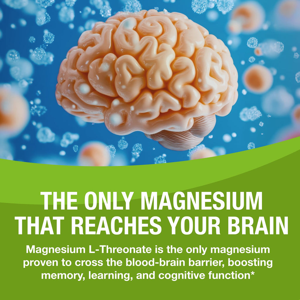 Magtein - Magnesium L-Threonate Supplement, Memory, Focus, Sleep & Brain Health Formula for Men & Women, Cognitive Support for Adults