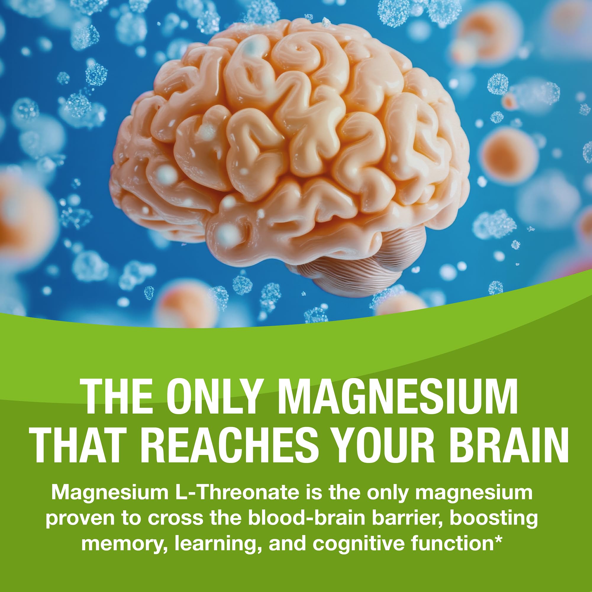 Magtein - Magnesium L-Threonate Supplement, Memory, Focus, Sleep & Brain Health Formula for Men & Women, Cognitive Support for Adults