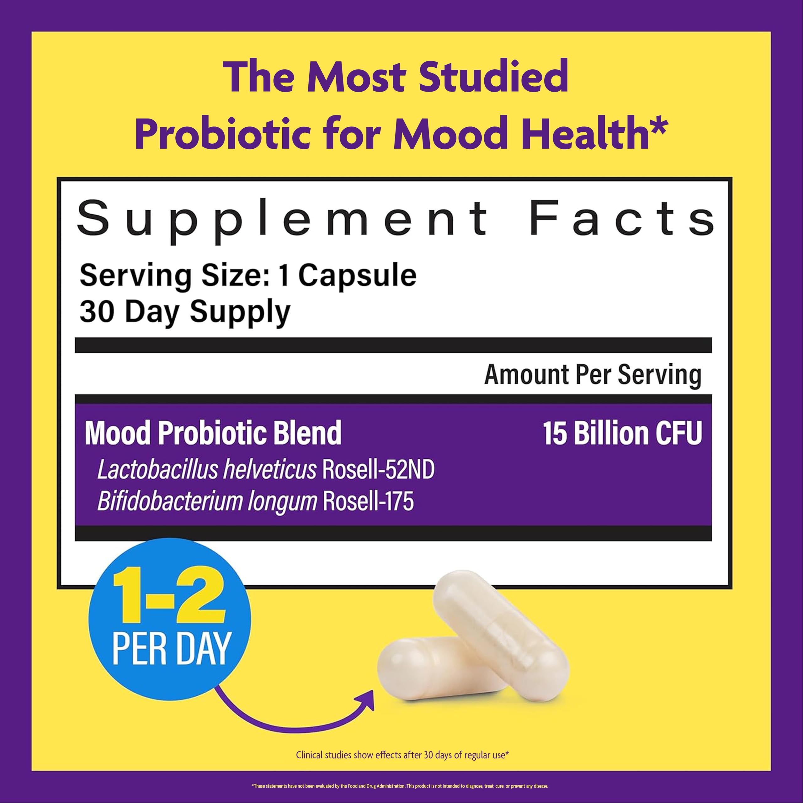 InnovixLabs Mood Probiotic for Women & Men, Clinically Studied Digestive & Mood Support Supplement, Lactobacillus helveticus Rosell-52ND & Bifidobacterium longum Rosell-175, 60 Capsules InnovixLabs Au supplements
