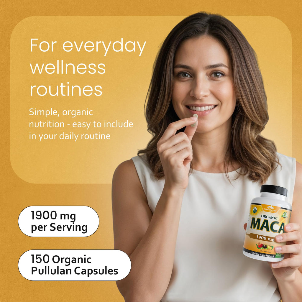 NaturaLife Labs Organic Maca Root – Black, Red & Yellow – 1900 mg per Serving – 150 Capsules – Gelatinized Peruvian Maca