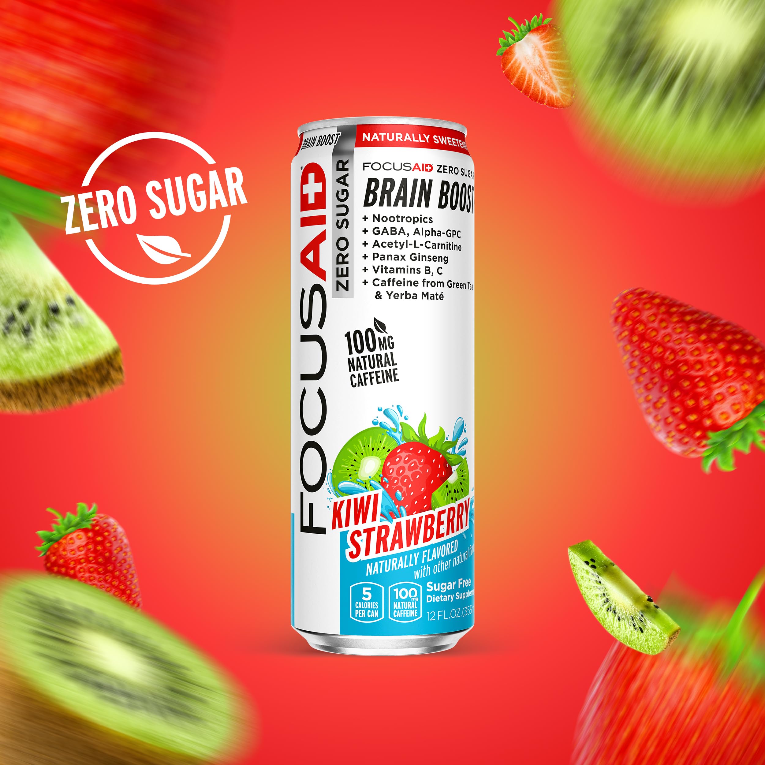 FOCUSAID ZERO SUGAR Nootropics Blend, Alpha-GPC, GABA, 100mg Natural Caffeine from Green Tea, Yerba Mate, Vitamin B-Complex, Keto-Friendly, No Artificial Sweeteners, 12 Fl Oz (Pack of 24) LIFEAID Au supplements