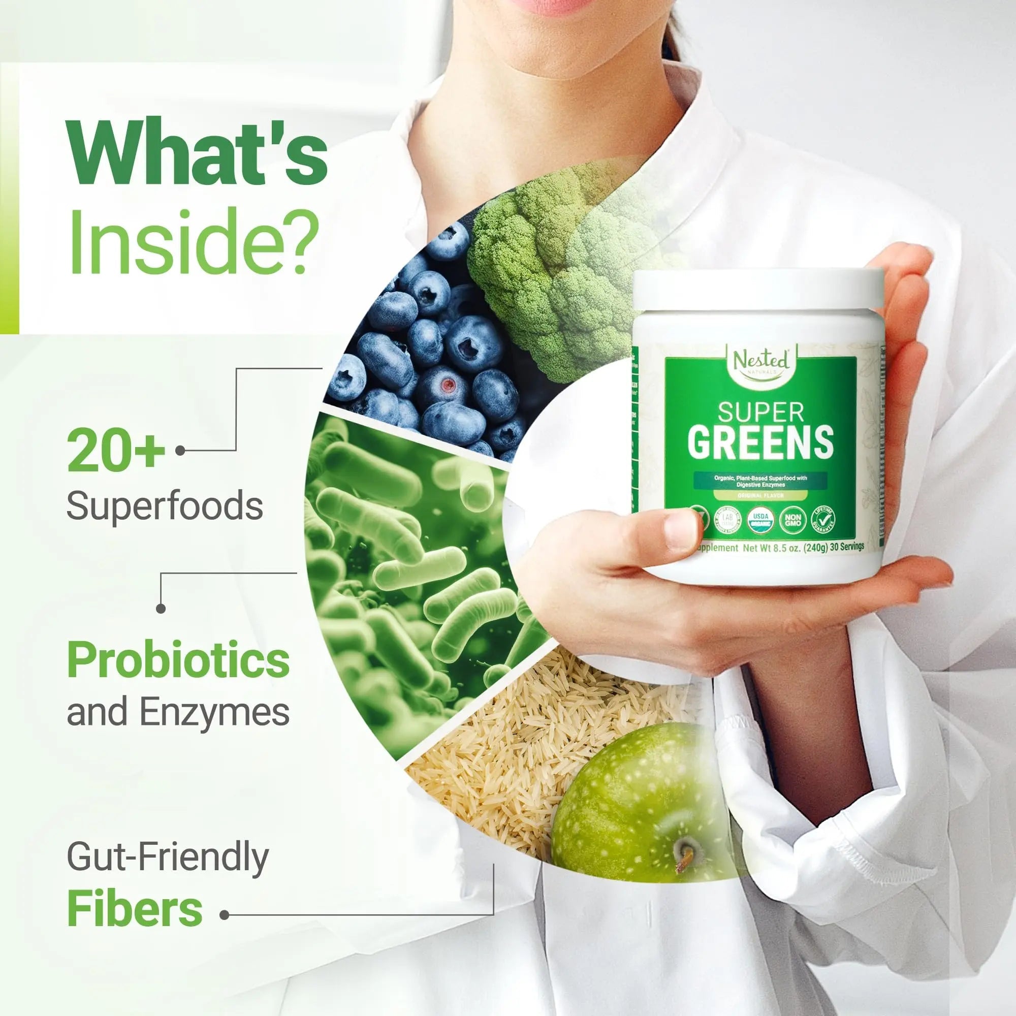 Super Greens Daily Greens Superfood Powder - Certified USDA Organic Green Powder Nested Naturals Au supplements