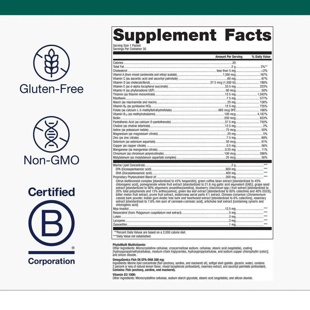 Metagenics Wellness Essentials Daily Packs - Multivitamin & Omega-3 Packets with Vitamins A, C, D, E & B - Supports Heart, Brain, Immune & Bone Health Metagenics Au supplements