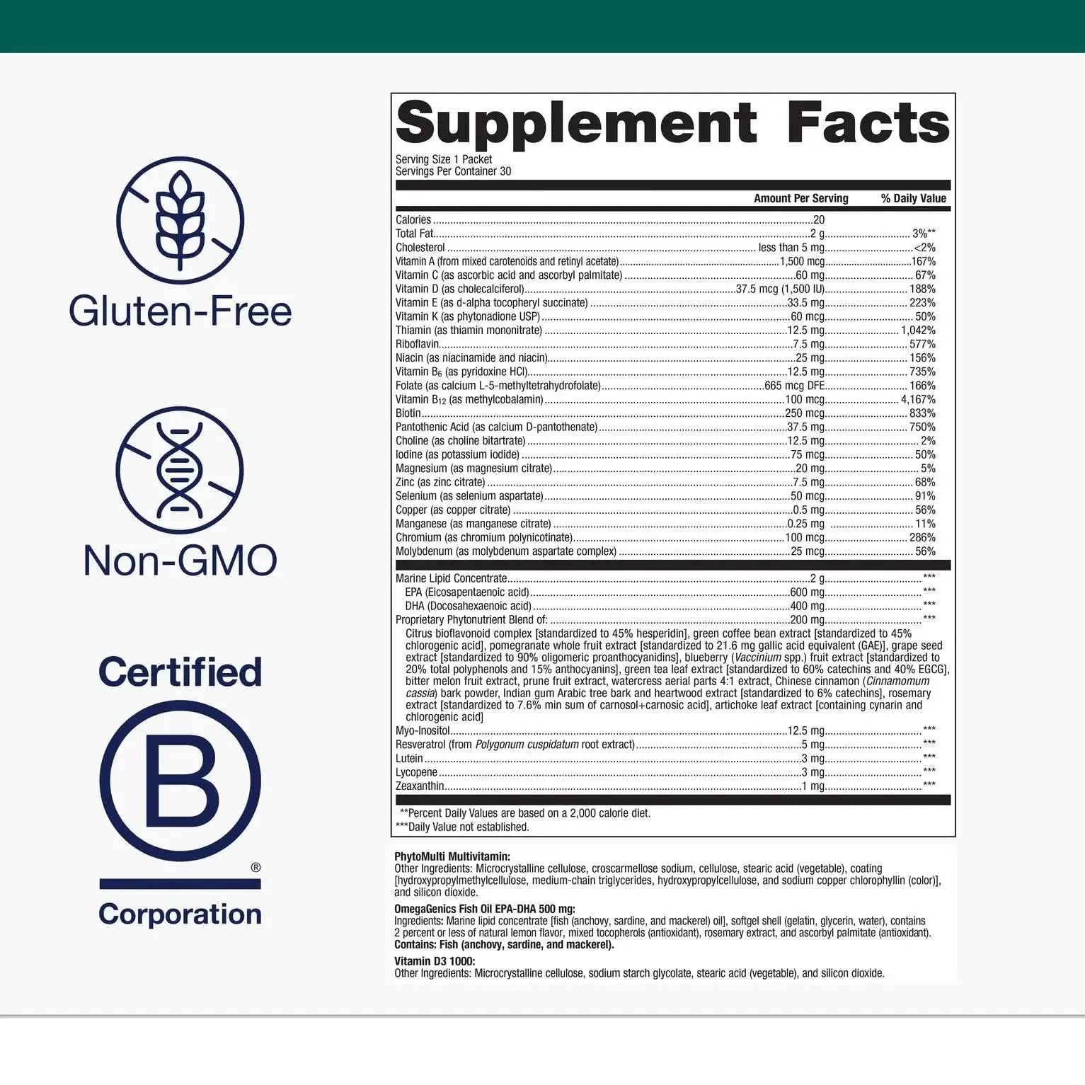 Metagenics Wellness Essentials Daily Packs - Multivitamin & Omega-3 Packets with Vitamins A, C, D, E & B - Supports Heart, Brain, Immune & Bone Health Metagenics Au supplements