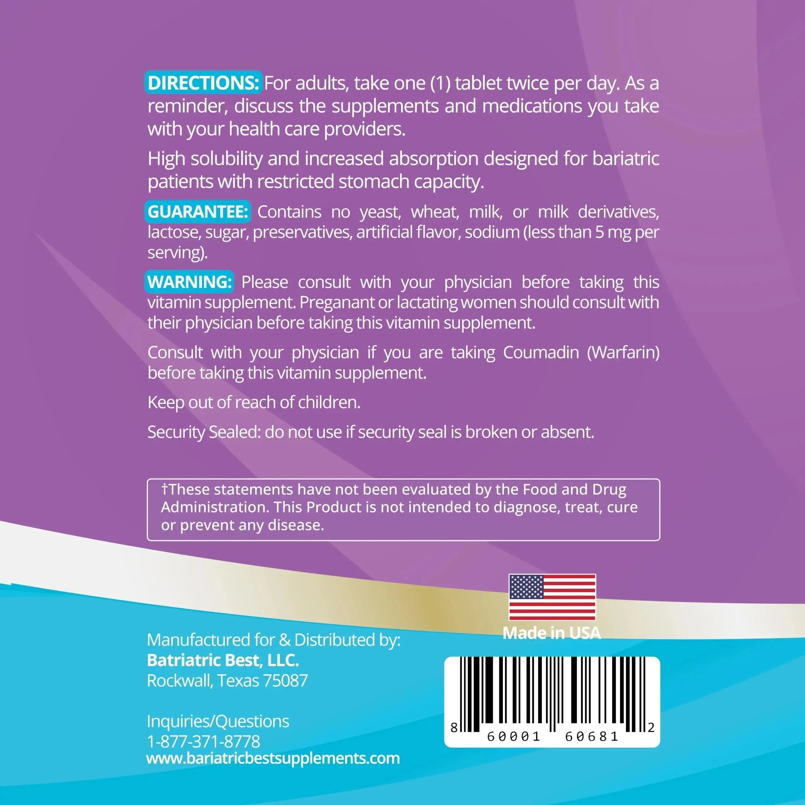 High A D E K Bariatric Multivitamin for Post DS/SADI Surgery, 25 Essential Nutrients for Post-Weight Loss Surgery, 180 Tablets Bariatric Best Supplements Au supplements