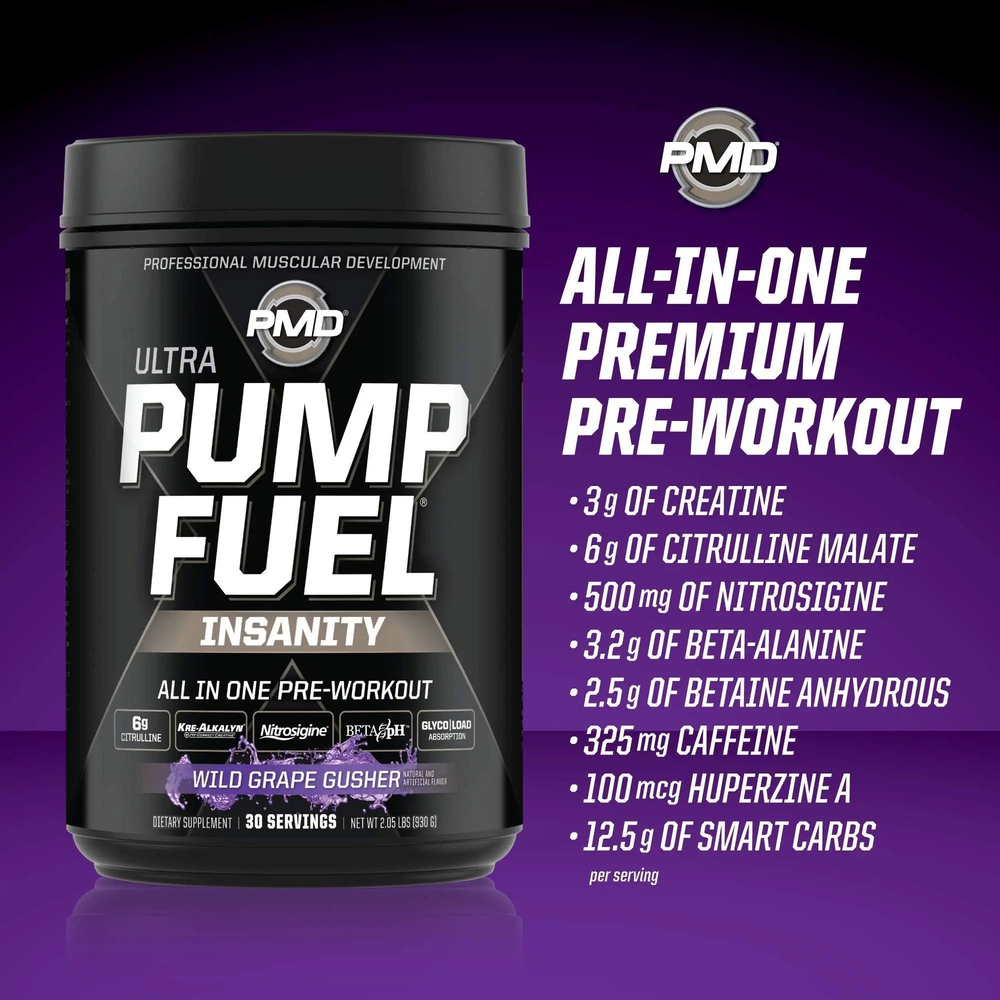 PMD Sports Ultra Pump Fuel Insanity - Pre Workout - Grape Gusher (30 Servings) PMD Au supplements