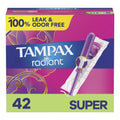 Tampax Radiant Tampons Super Absorbency with BPA-Free Plastic Applicator and LeakGuard Braid Tampax Au supplements