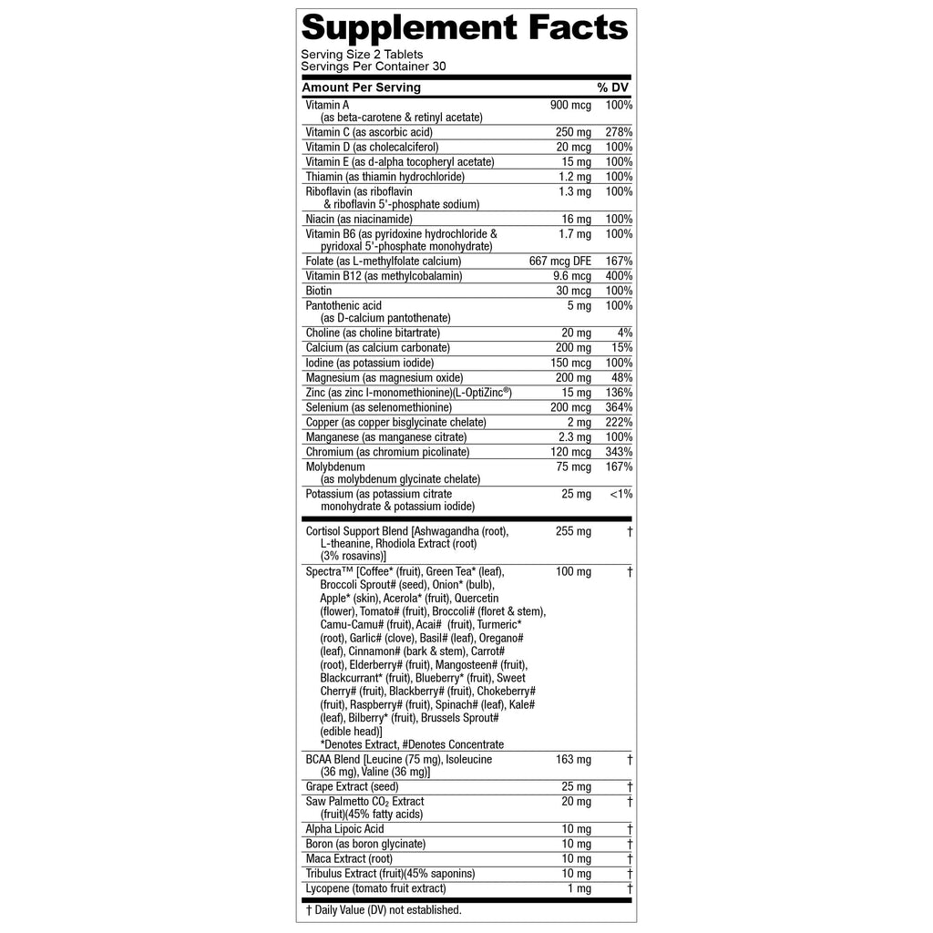 Nugenix Multivitamin for Men, Multivitamin and Support - 19 Vitamins and Minerals, Supports Free , Balance Cortisol, Promotes Nitric Oxide Production