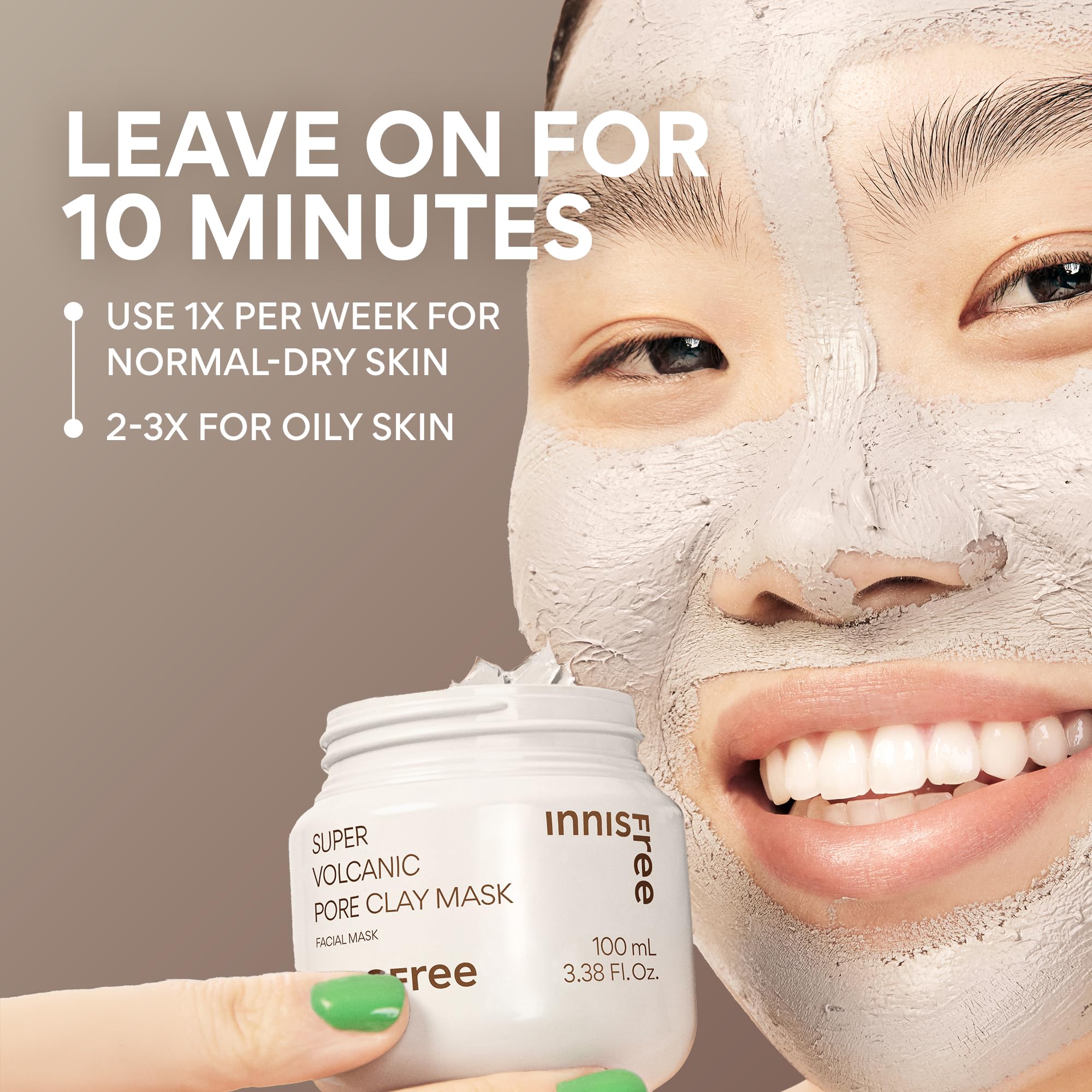 Innisfree Super Volcanic Clay Mask, Premium Korean Skincare with AHA and Natural Clusters for Deep Pore Detox, Gentle Exfoliation, Oil Control