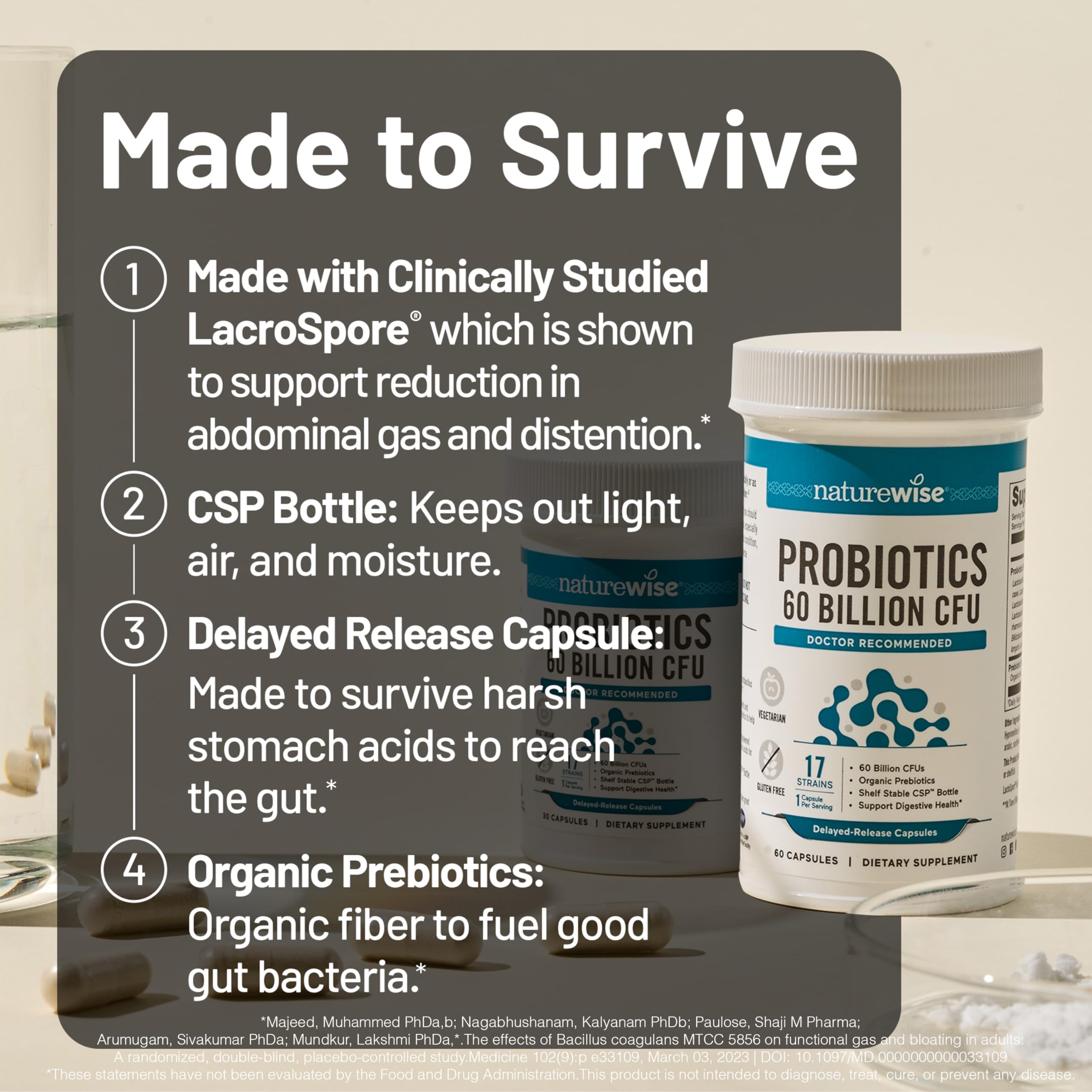 NatureWise Probiotics 60 Billion CFU - 17 Strains + Organic Prebiotics - Immune, Digestive & Gut Health Support for Women & Men - Vegetarian, Gluten-Free, Non-GMO - 30 Capsules[1-Month Supply] NatureWise Au supplements