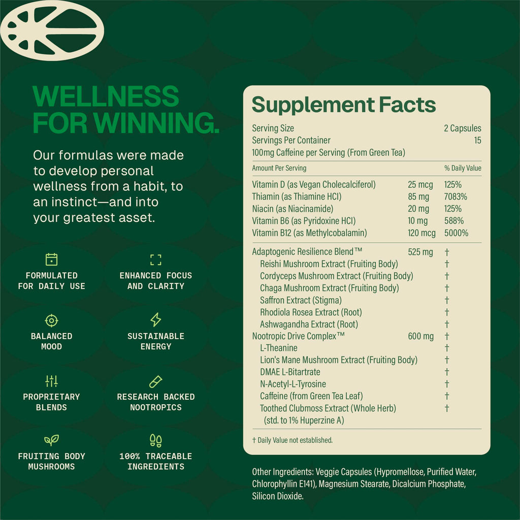 HEAD-START Sunrise Capsules | Nootropic Brain Supplement with Lion’s Mane, L-Theanine & Saffron | Adaptogen Blend for Focus, Energy, Clarity & Daily Performance HEAD-START Au supplements