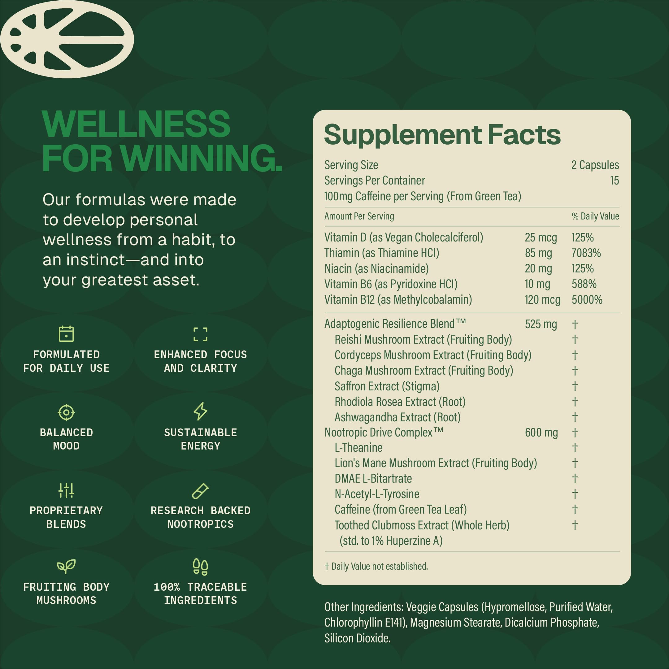 HEAD-START Sunrise Capsules | Nootropic Brain Supplement with Lion’s Mane, L-Theanine & Saffron | Adaptogen Blend for Focus, Energy, Clarity & Daily Performance HEAD-START Au supplements