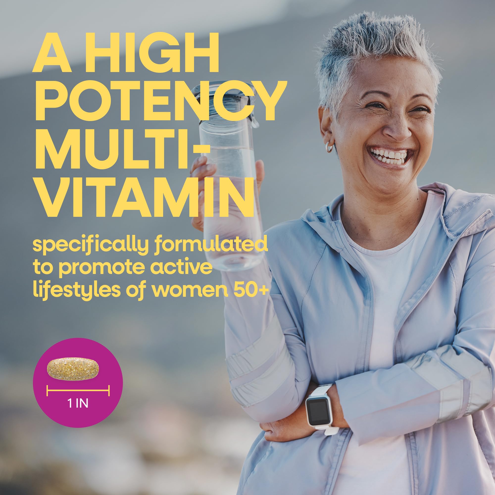 Nature’s Way Alive! Ultra Potency Multivitamin for Women 50 Plus, Complete High Potency Formula with Vitamin D3, C, E, Methylated B12, Supports,