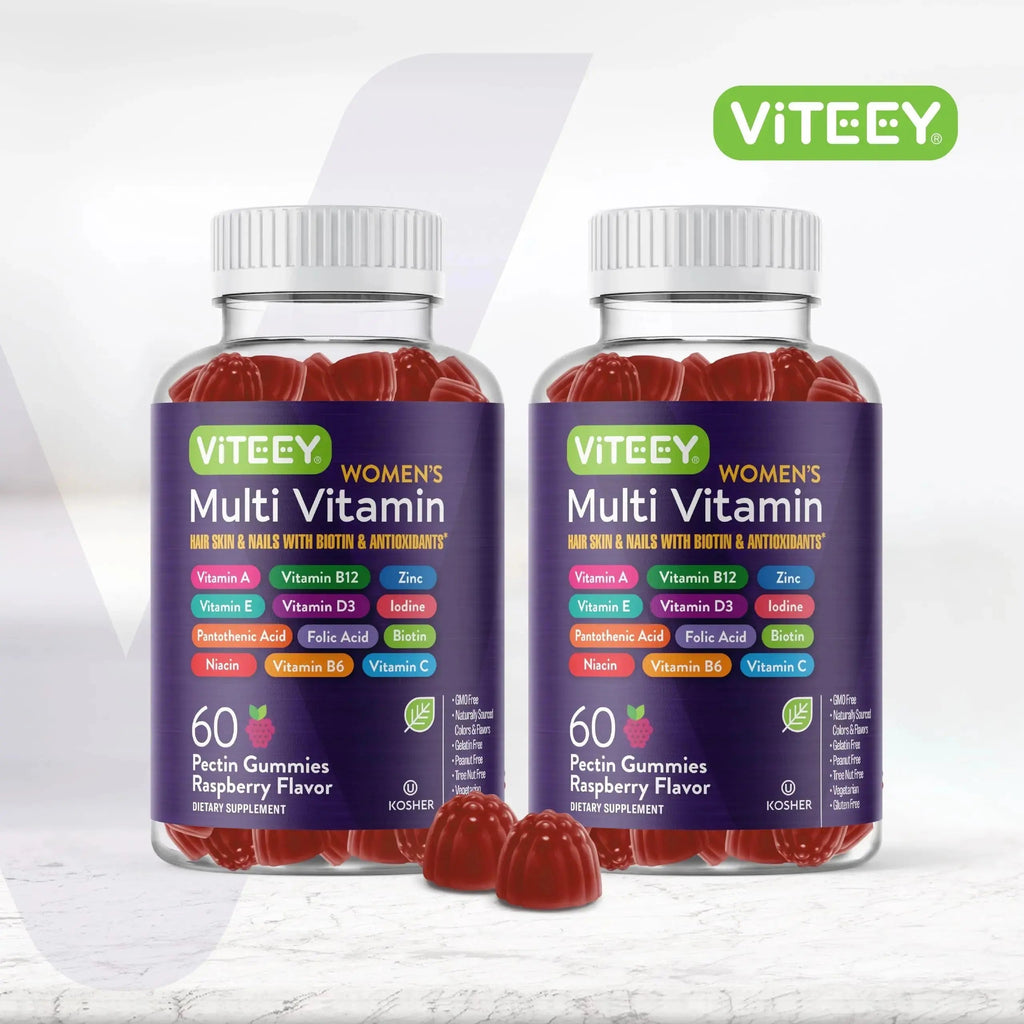 Viteey Womens Multivitamin Gummies - Immune Support - 12 in 1 Essential Vitamins & Minerals - Vitamin A, C, D3, E, B6, B12, Folic Acid, Biotin, Calcium Viteey Au supplements