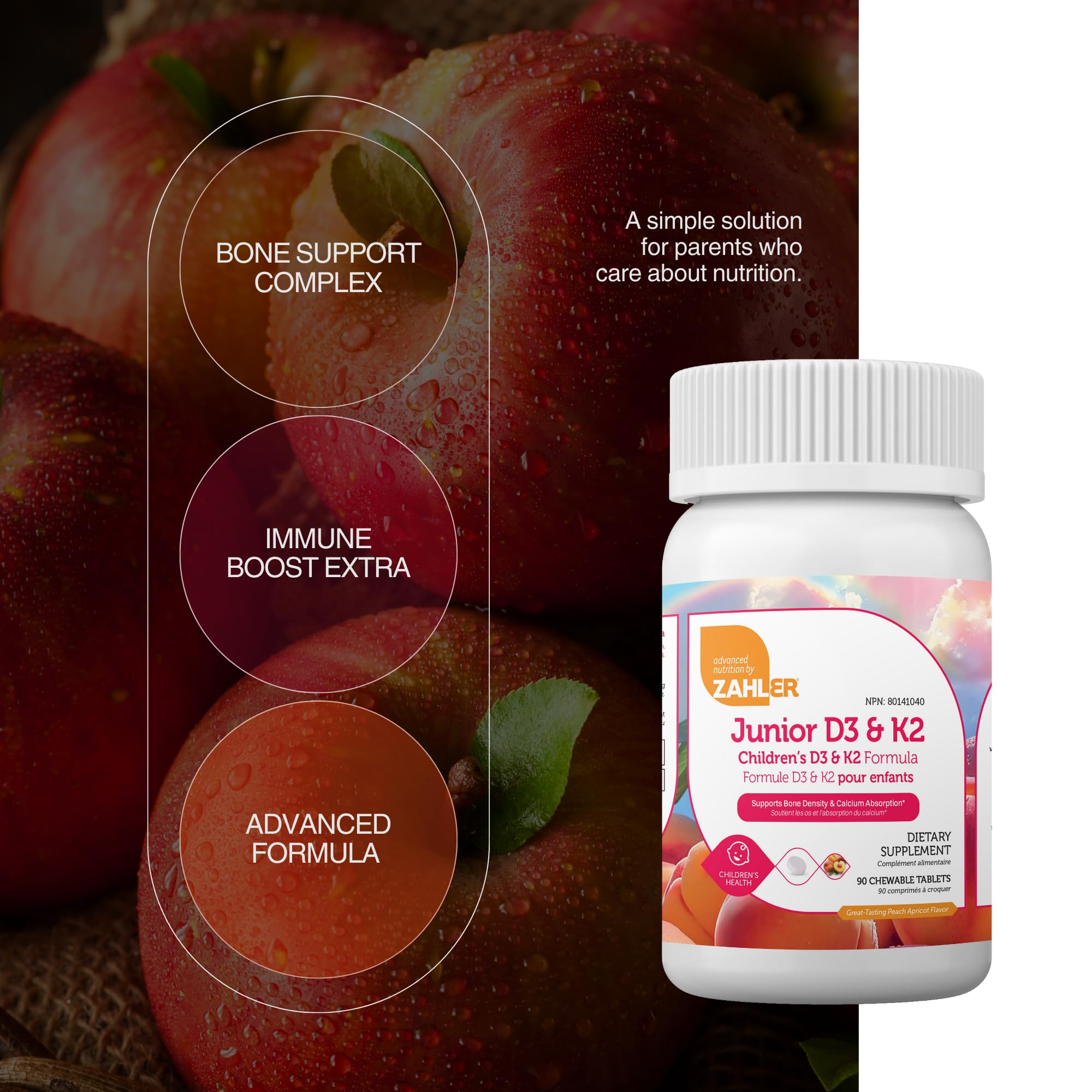 Zahler - Junior Vitamin D3 + K2 Chewable Tablets for Kids| Vitamin D for Kids 2000 IU | Delicious Vitamin D K2 Chews to Support Healthy Bones & Teeth