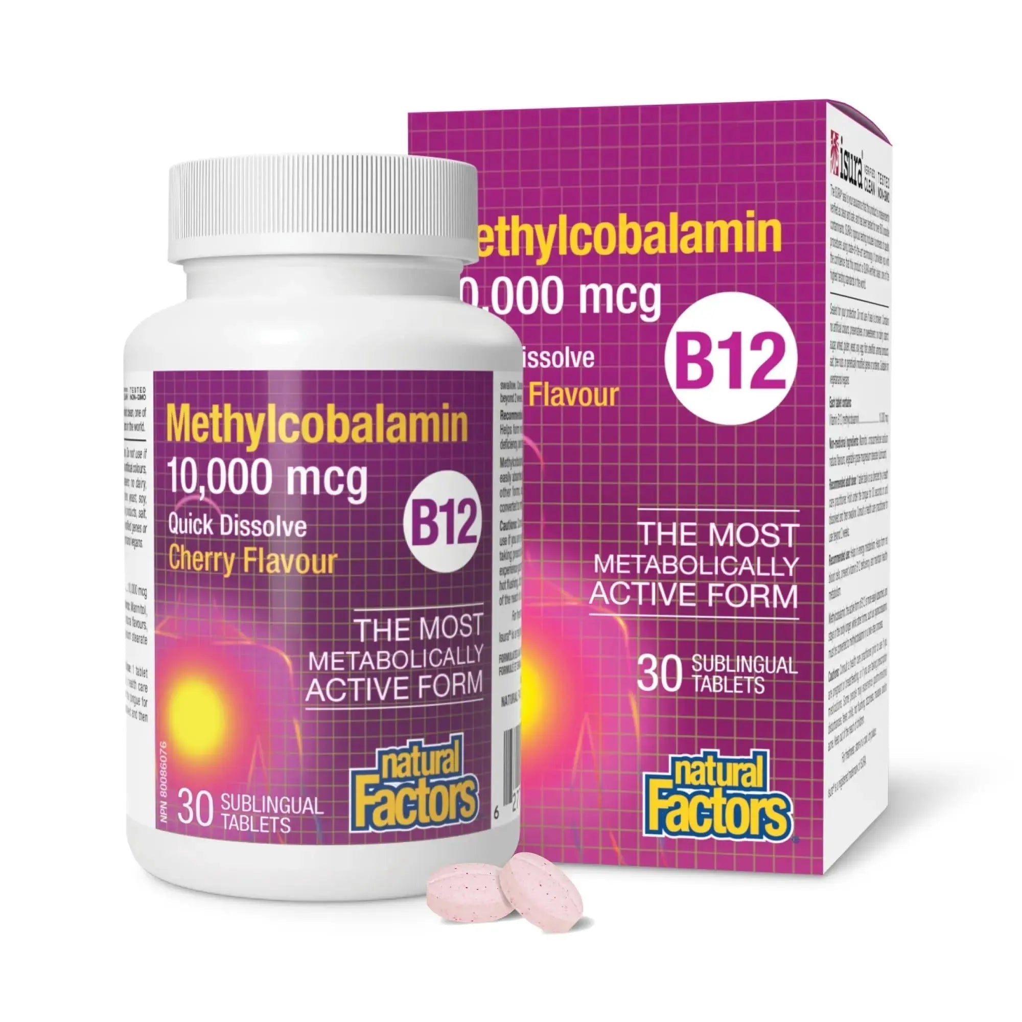 Natural Factors B12 Methylcobalamin, 10,000 mcg, Cherry, 30 Chewable Tablets Natural Factors Au supplements