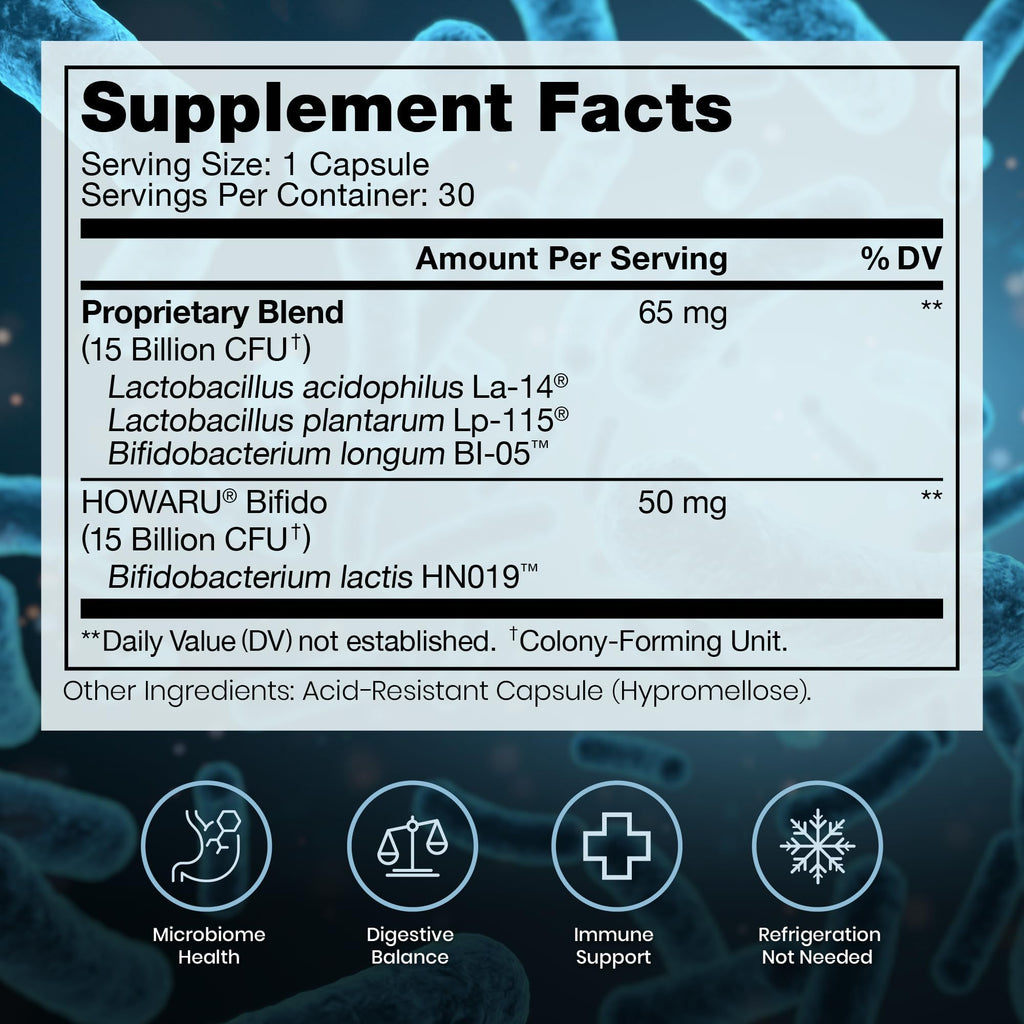 Pure Therapro Rx Power Probiotic Daily - 30 Acid-Resistant Capsules | 4 Proven Strains - 30 Billion CFU/Capsule | Patented Activ-Vial Desiccant Bottle
