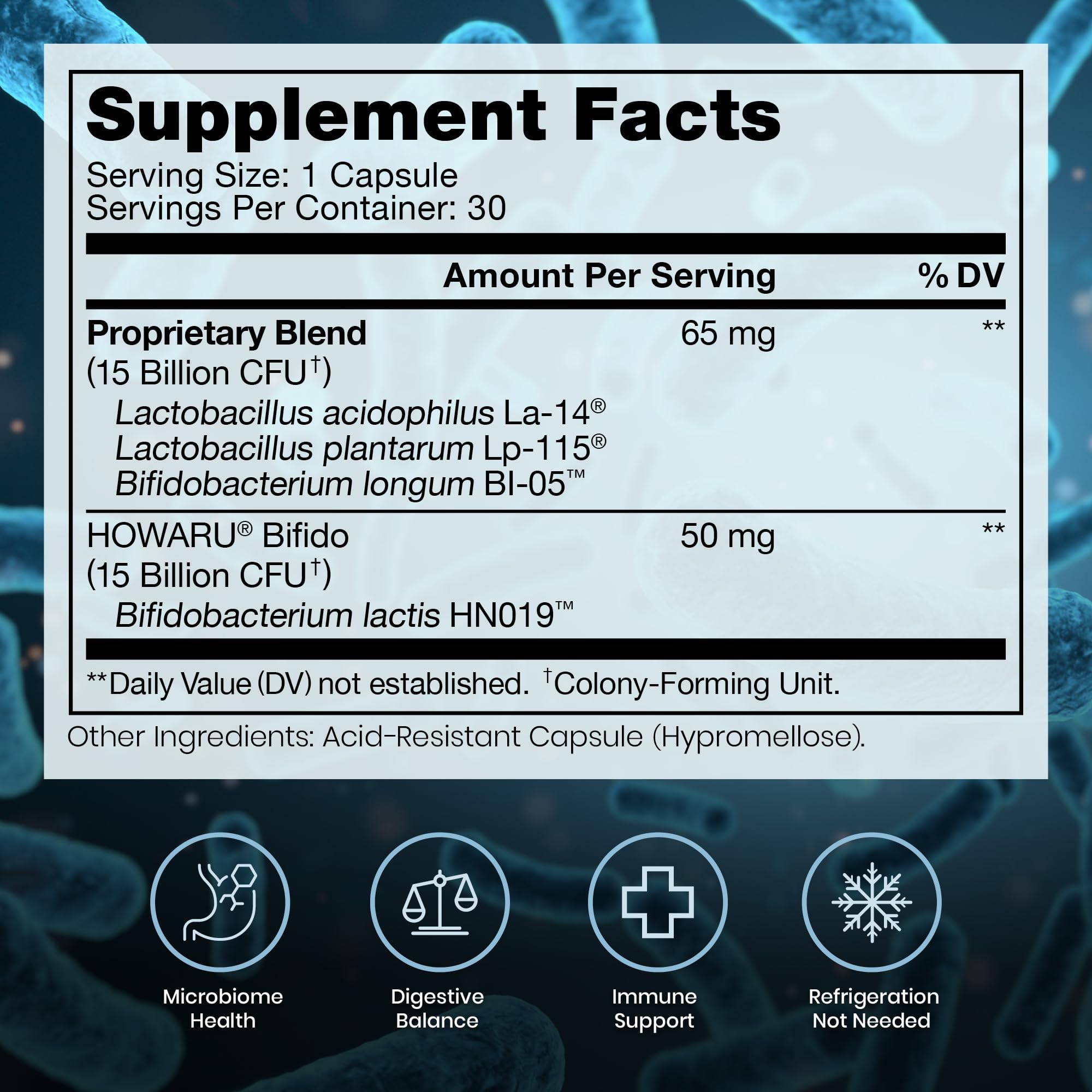 Pure Therapro Rx Power Probiotic Daily - 30 Acid-Resistant Capsules | 4 Proven Strains - 30 Billion CFU/Capsule | Patented Activ-Vial Desiccant Bottle