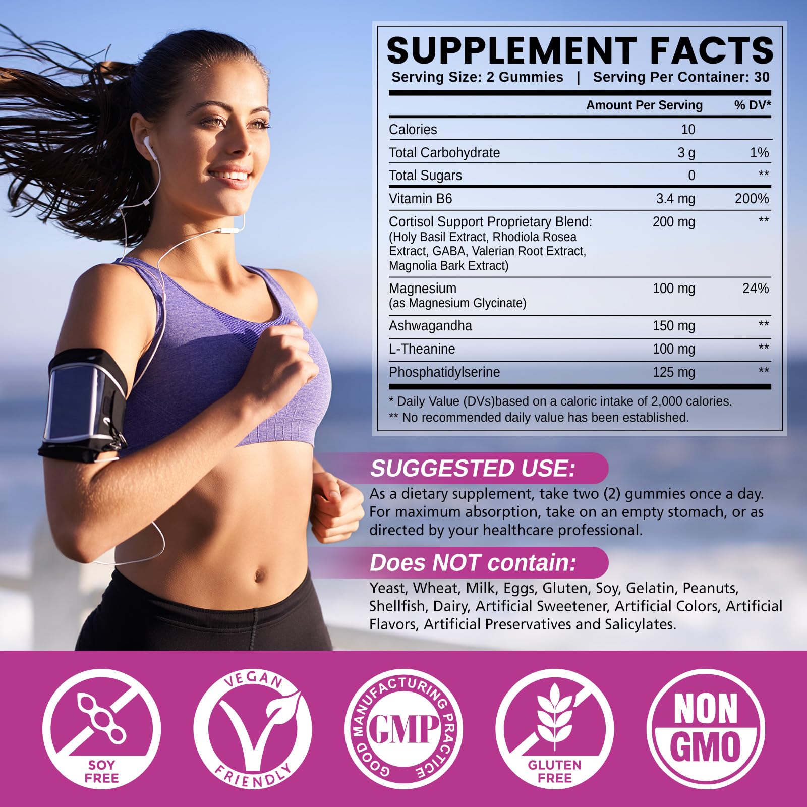 HOLLEGEND Cortisol Supplements for Women Men, Cortisol Gummies with Ashwagandha, Magnesium, L-Theanine, Phosphatidylserine, B6 for Cortisol Detox, Relaxation, Sleep, Focus, Sugar-Free, Vegan, 60 HOLLEGEND Au supplements