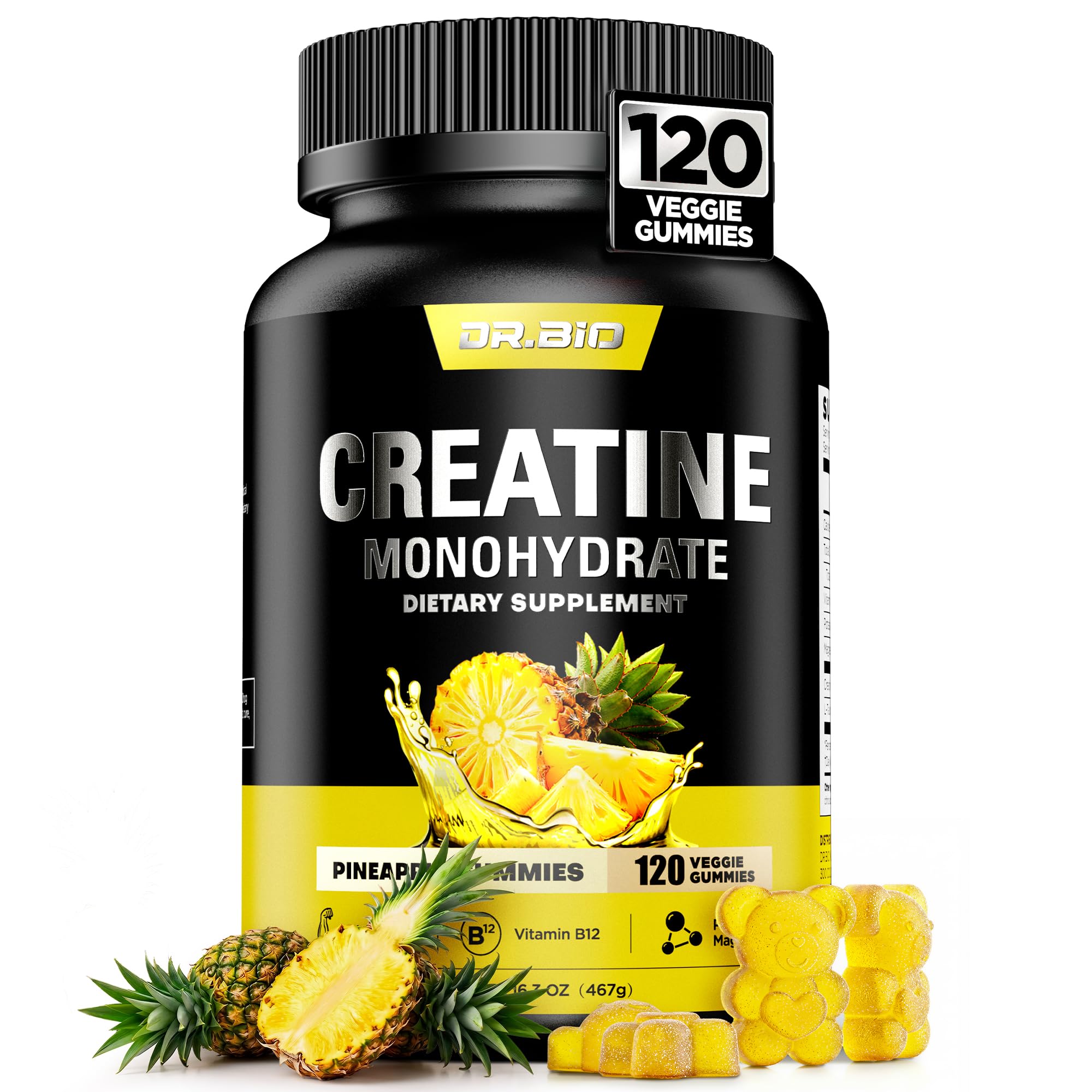 Instant Boost Creatine Monohydrate Gummies, Complex Formula with Real 5000mg Creatine, L-Taurine, B12, Mg & K, Pre-Workout Creatine for Women & Men to Support Energy