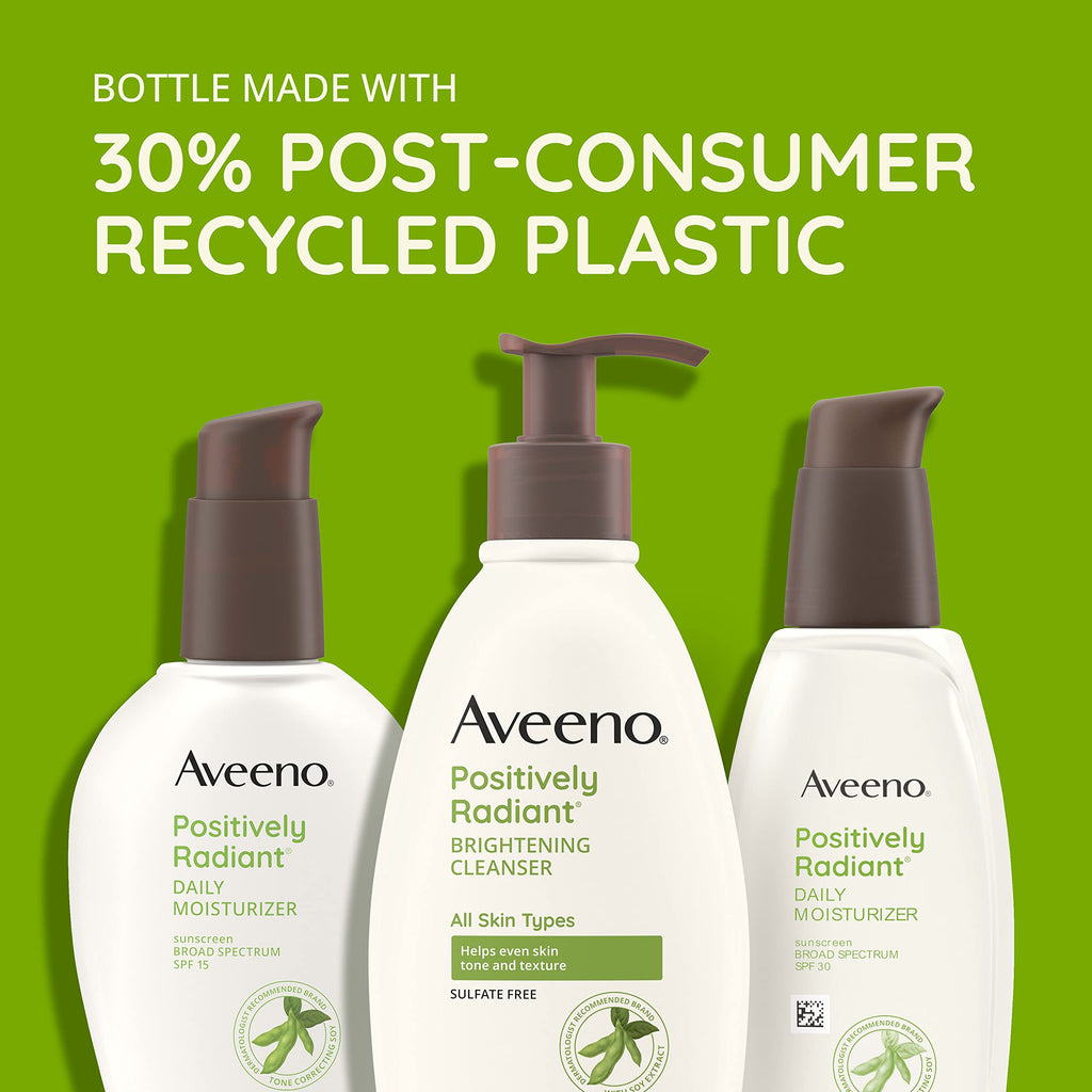 Aveeno Positively Radiant Daily Face Moisturizer with SPF 15 Sunscreen, Hydrating Facial Moisturizer with Soy Extract to Improve Skin