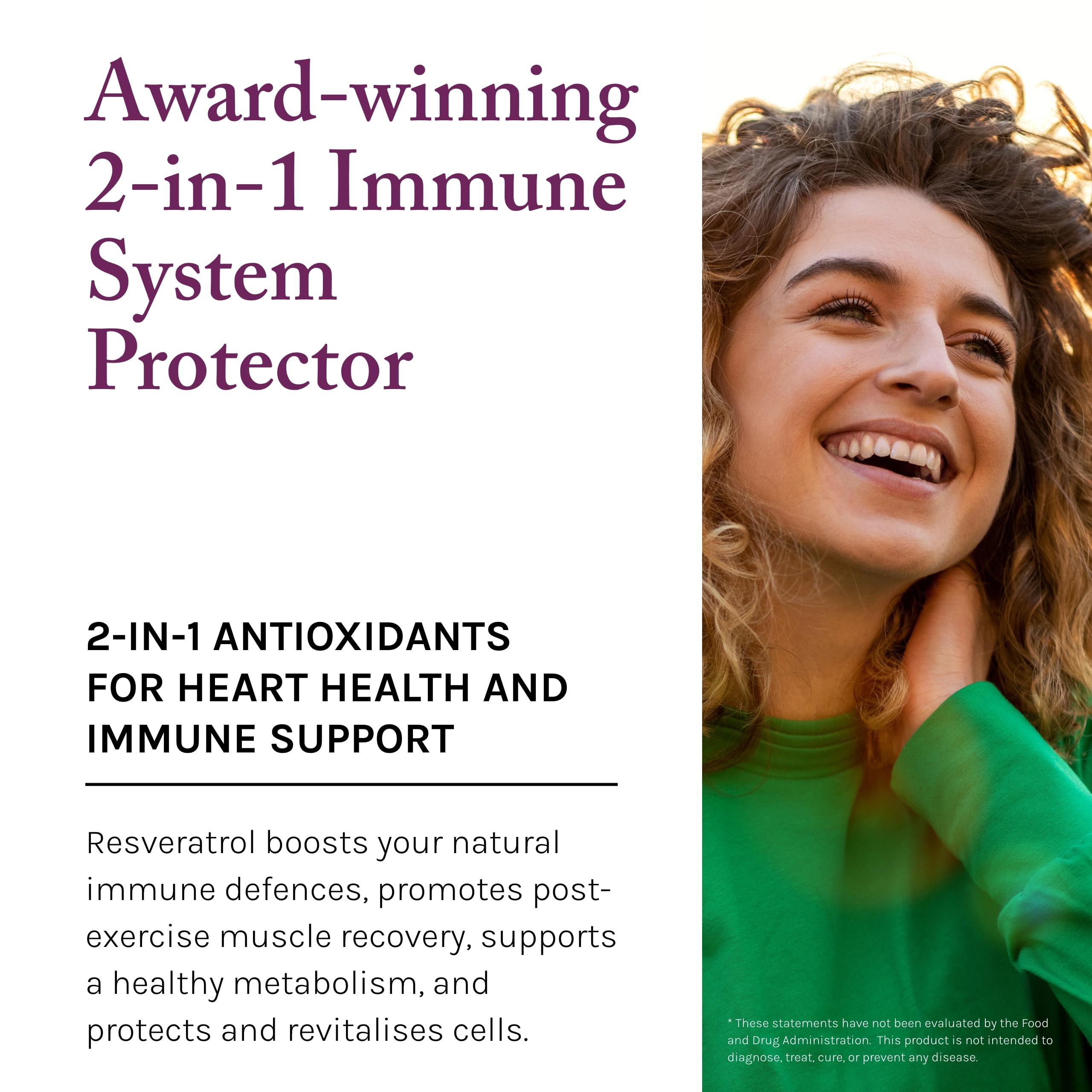 Reserveage Beauty, Resveratrol 500 mg with Pterostilbene, Antioxidant Supplement for Immune Support & Heart Health, Supports Healthy Aging