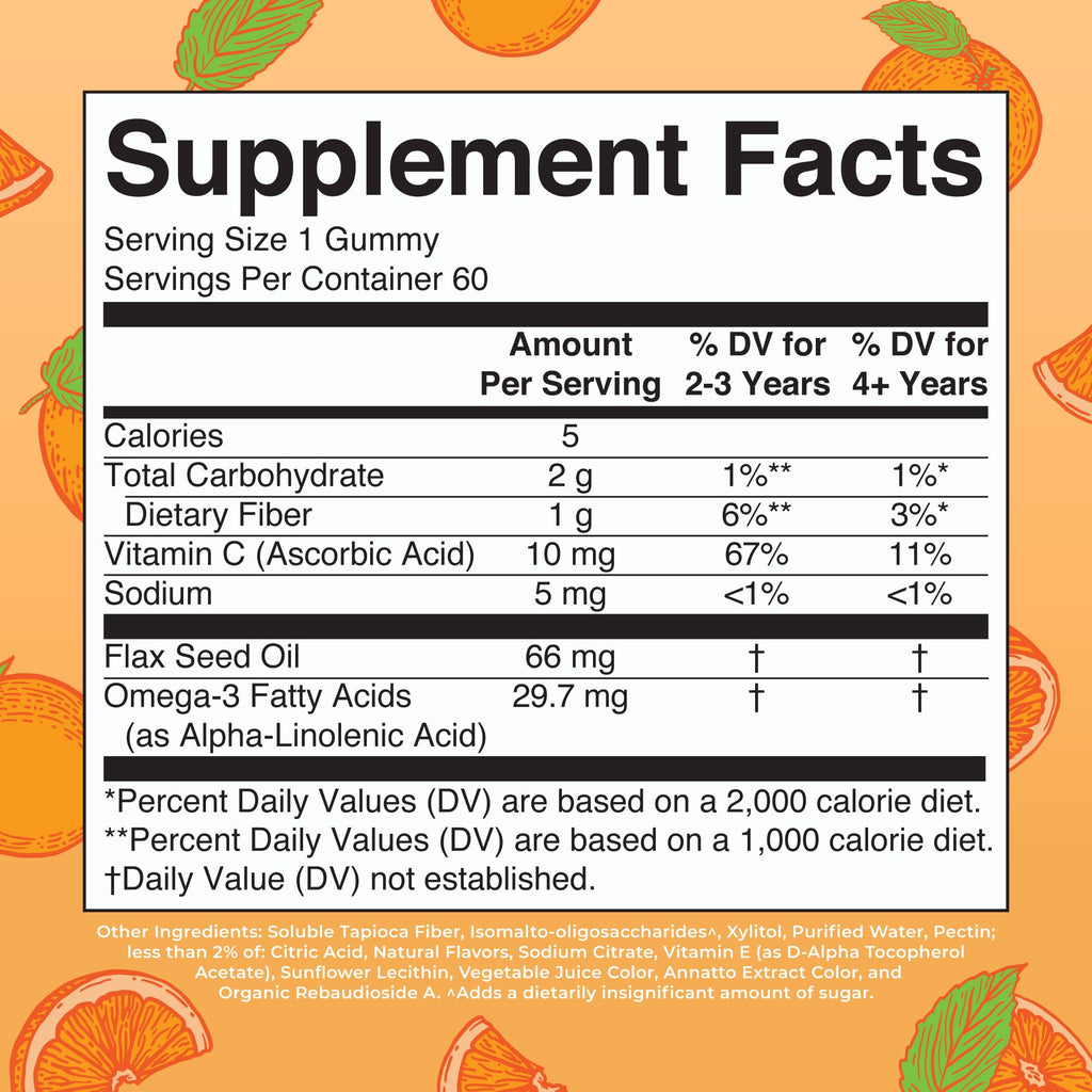 MARYRUTH'S Vegan Omega 3 Gummies for Kids 2+, 2 Month Supply, Sugar Free, Omega 3 Supplement with Vitamin C, Flaxseed Oil, Immune Support