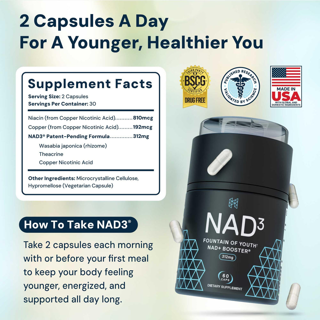 HPN NAD3 Clinical NAD+ Booster, Cellular Health & Natural Energy - NAD Supplement for Healthy Aging, Metabolic Support, NRF2 & Longevity, Nicotinamide Riboside & NMN Alternative, 60ct, 30-Day Supply HPN Au supplements