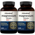 2 Pack Magnesium Citrate 500mg, 480 Capsules | High Purity Elemental Form NatureBell Au supplements