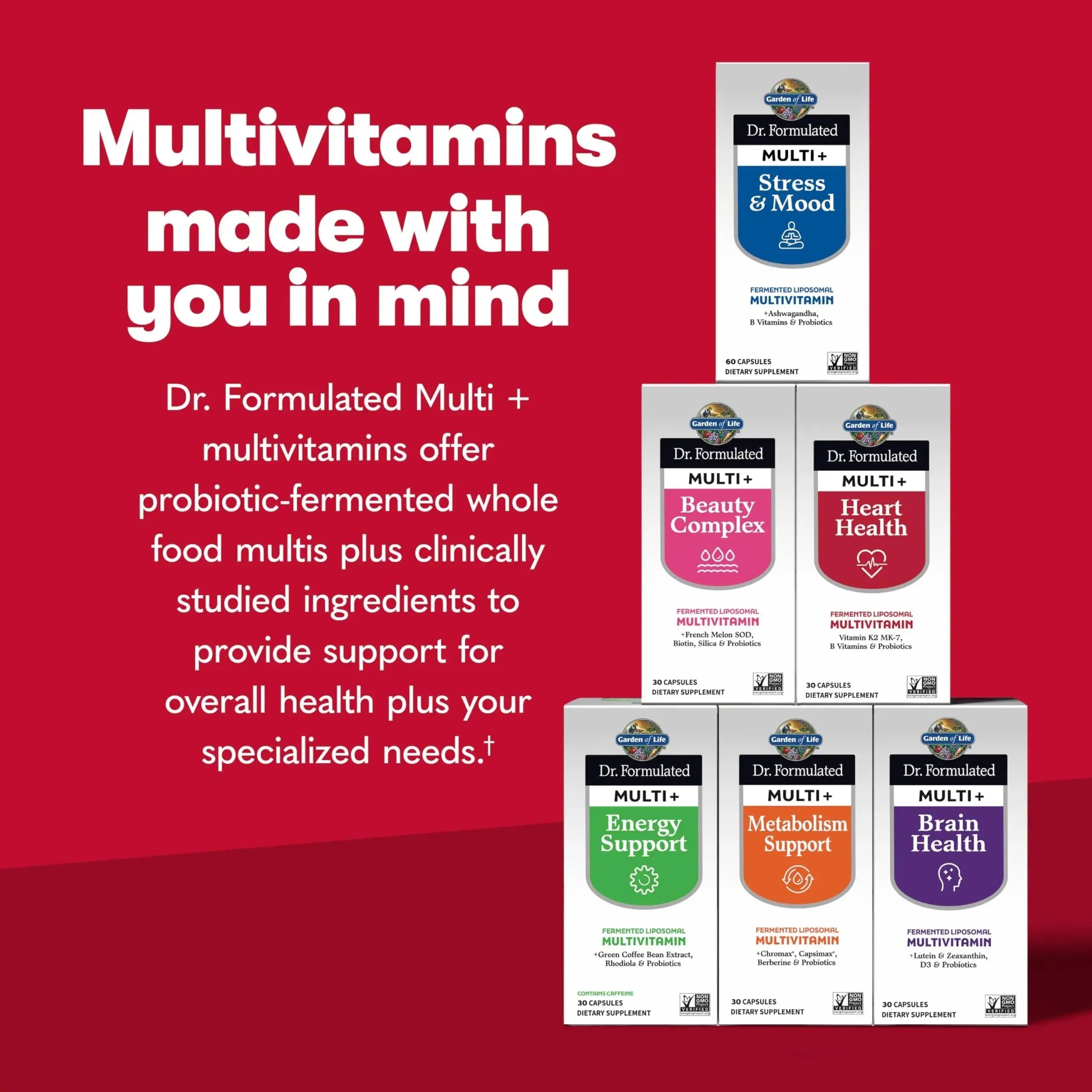 Garden of Life Dr. Formulated Multi+ Heart Health - Fermented Liposomal Multivitamin + Vitamin K2 MK-7, B Vitamins & Probiotics Garden of Life Au supplements