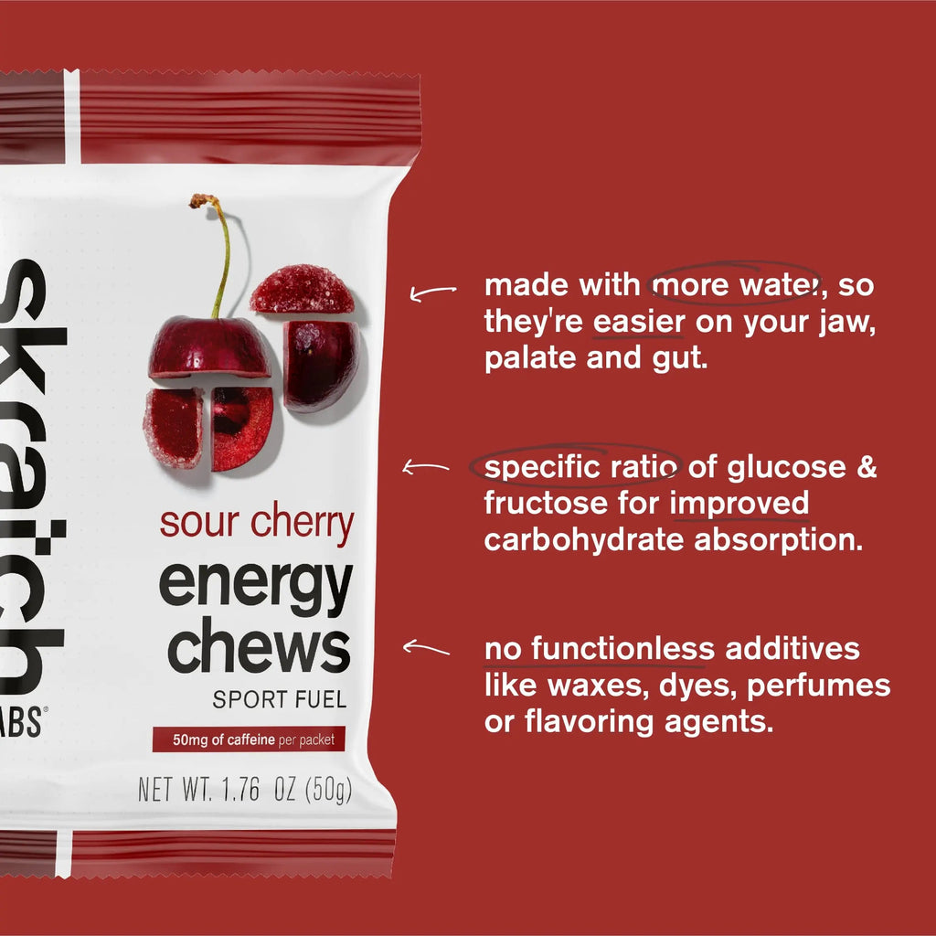 Skratch Labs Sport Energy Chews, Sour Cherry with Caffeine (10 Pack) Skratch Labs Au supplements
