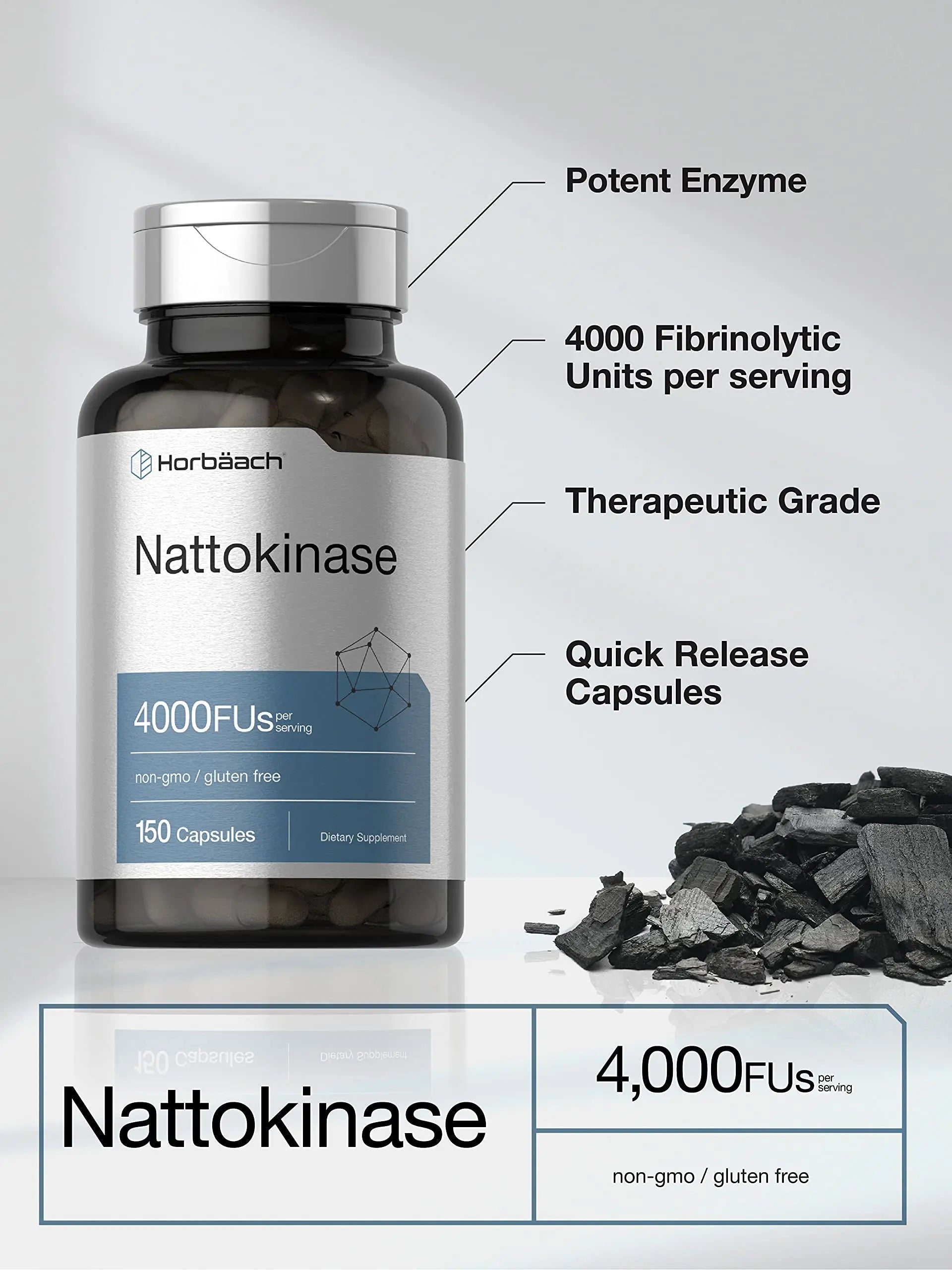 Nattokinase Supplement 4000 FU | 150 Capsules | Non-GMO, Gluten Free | by Horbaach Horbäach Au supplements