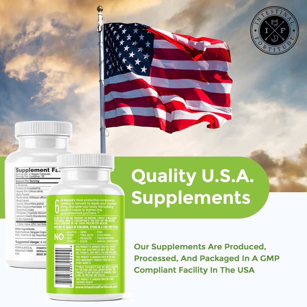 Intestinal Fortitude GLR-6 - Gut Lining Repair Supplement for Gut Health - Leaky Gut Repair with L-Glutamine, Slippery Elm, DGL Licorice Root, Marshmallow Root, Fenugreek