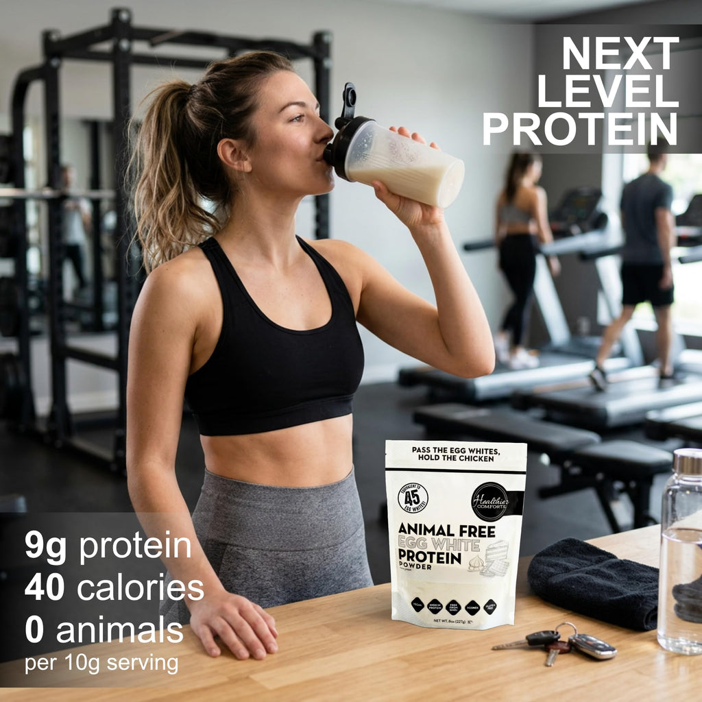 Healthier Comforts Animal-Free Egg White Protein Powder | Make Vegan Egg Omelets, Angel Food Cake, Meringue, Protein Shakes | Whips and Binds Just Like Traditional Egg Whites (8 oz)