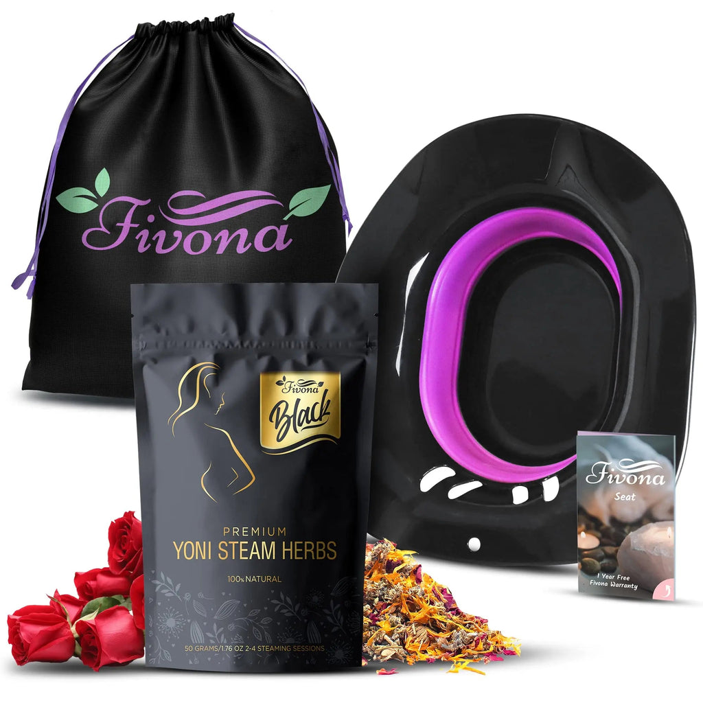Fivona 3-in-1 Yoni Steam Kit Black - Foldable Over The Toilet Steamer Seat with Herbal Blend and Storage FIVONA Au supplements