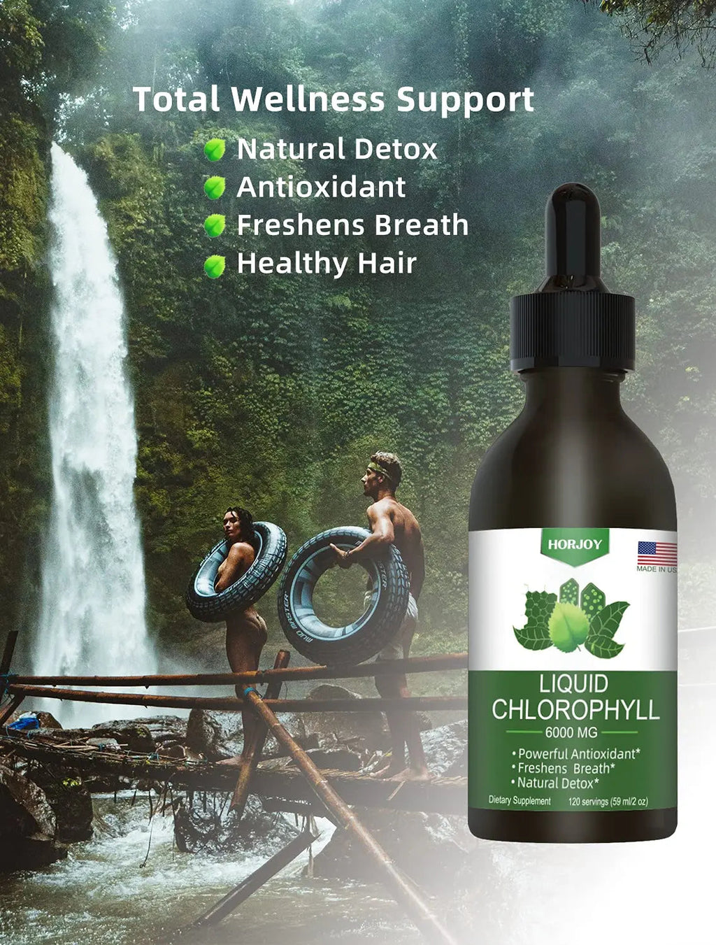 Chlorophyll Liquid Drops - 100% Natural Energy Booster and Immune Support - Internal Horjoy Au supplements