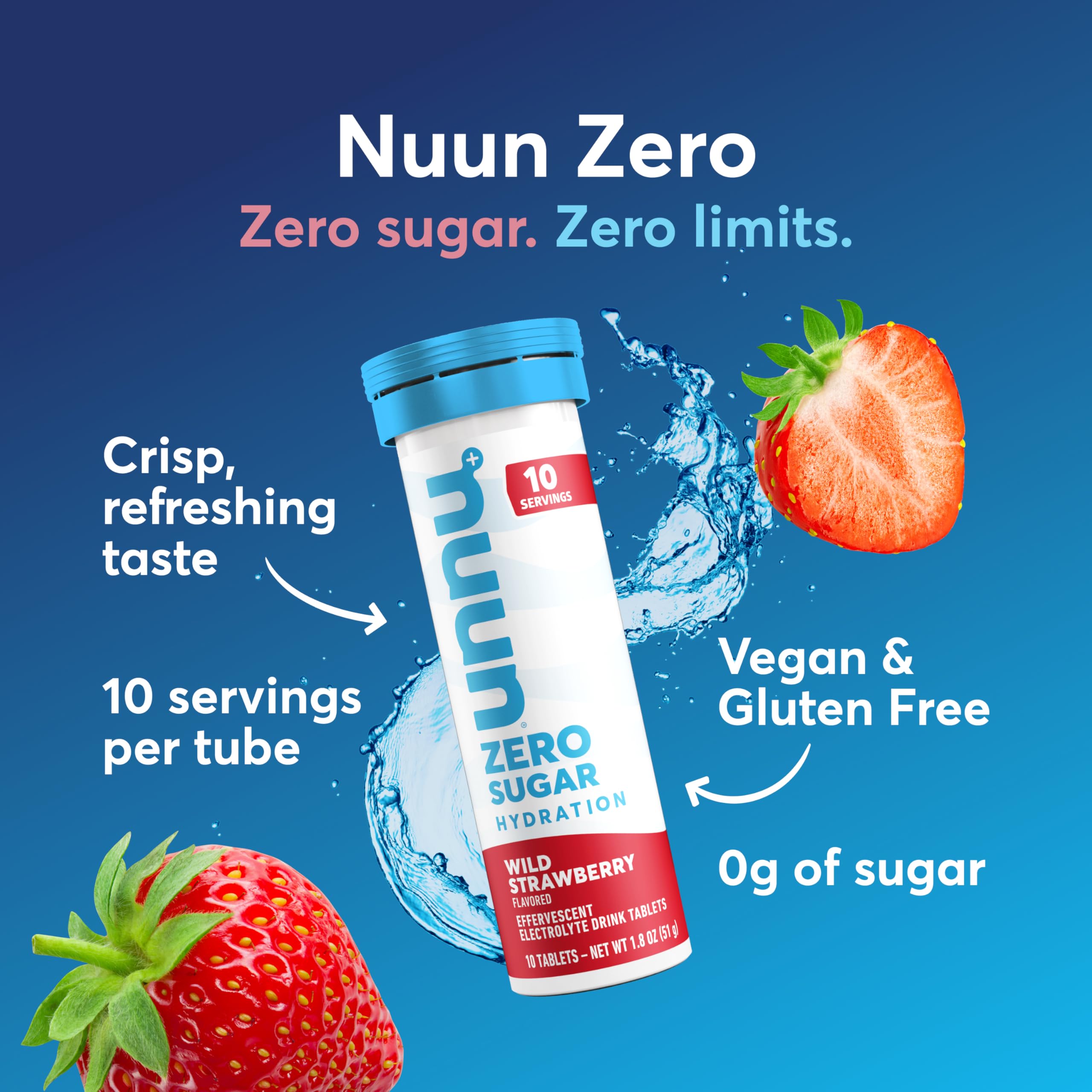 Nuun Zero Sugar Hydration Electrolyte Tablets - Magnesium, Calcium, Potassium, Chloride & Sodium, Light & Delicious Fruit Flavors, No Sugar, Gluten Free, Vegan