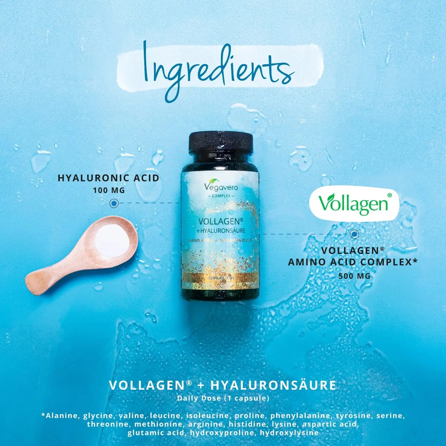 Vegavero Vegan Collagen Complex + Hyaluronic Acid | NO Additives | Vegan Collagen Powder Vollagen® Vegavero Au supplements
