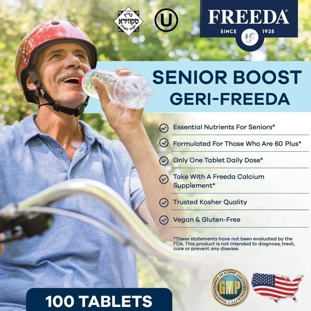 Freeda Senior Multivitamin - Kosher Vitamins for Men & Women 60 and Over - One Daily Coated Tablet - Women’s & Men’s Vitamins Multivitamin 60 Plus FREEDA Au supplements