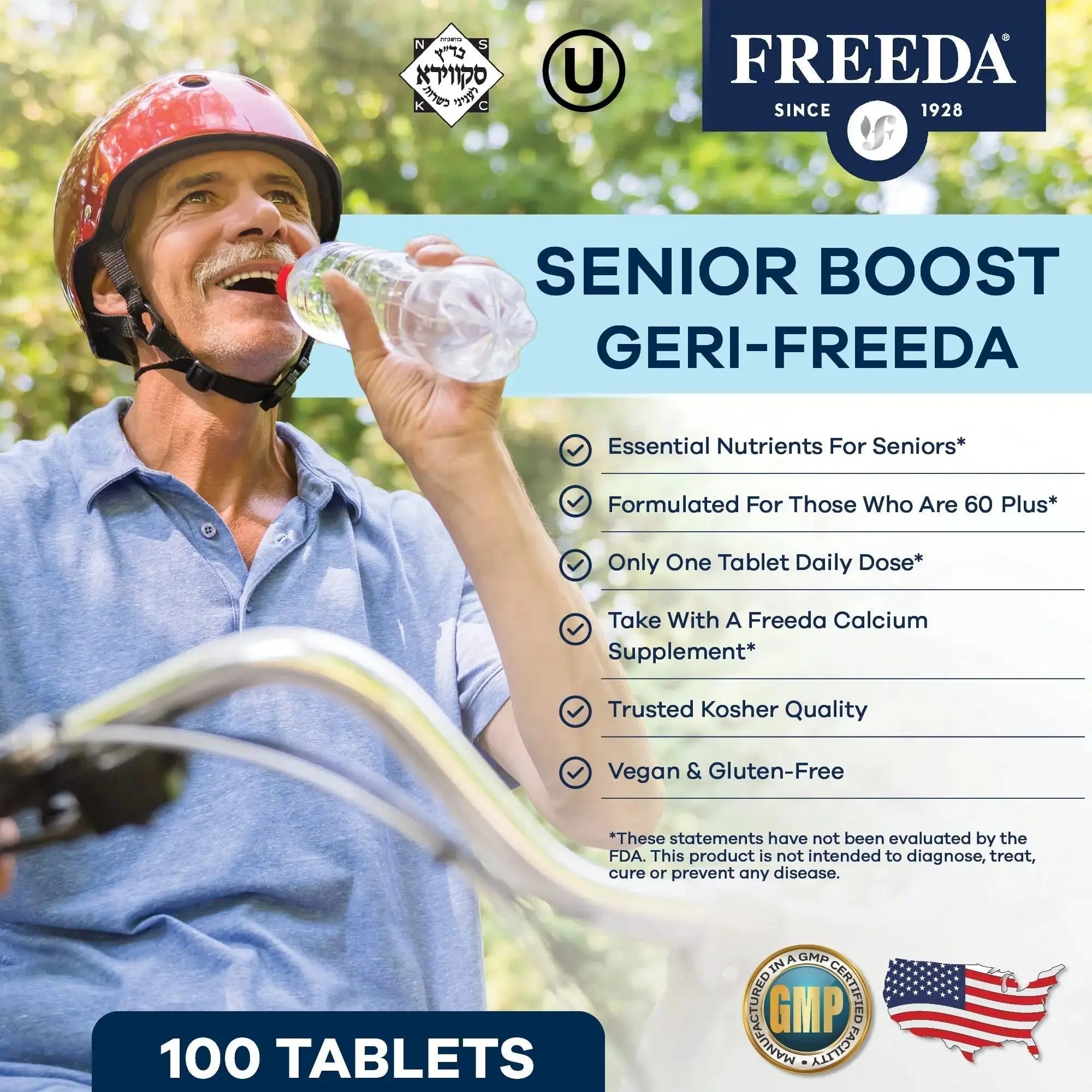 Freeda Senior Multivitamin - Kosher Vitamins for Men & Women 60 and Over - One Daily Coated Tablet - Women’s & Men’s Vitamins Multivitamin 60 Plus FREEDA Au supplements